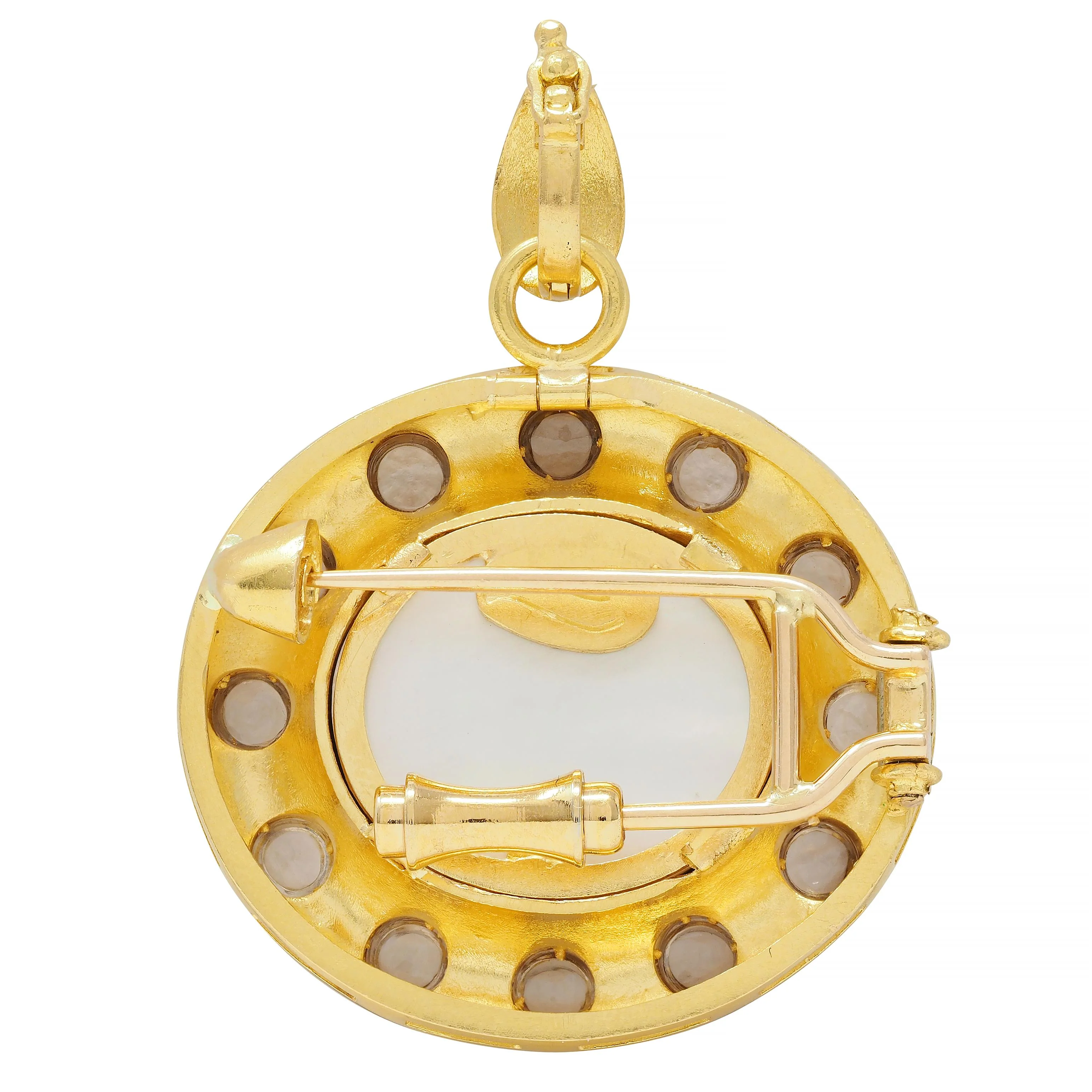 Elizabeth Locke Smoky Quartz Venetian Glass Mother-Of-Pearl 19 Karat Pendant - Image 3
