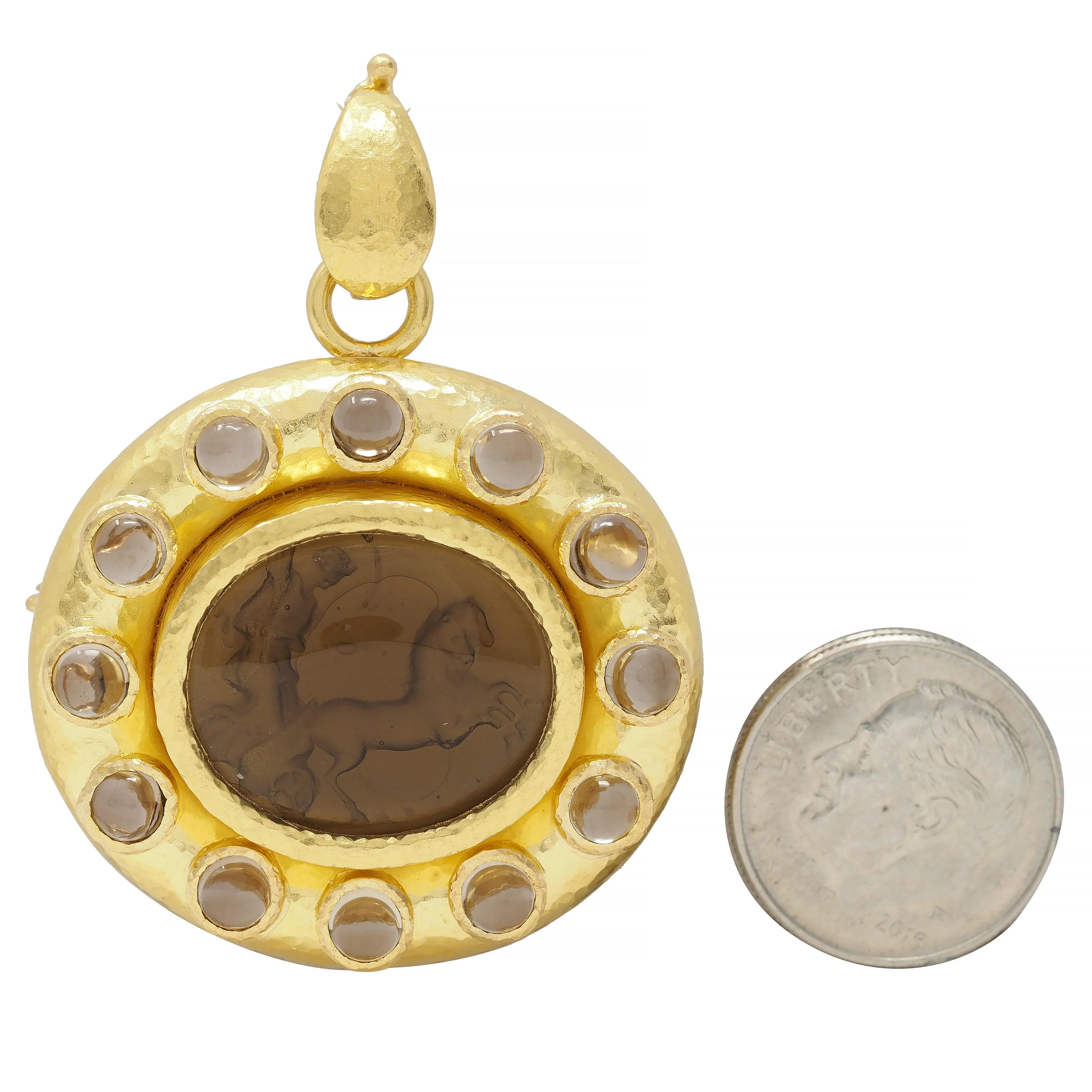 Elizabeth Locke Smoky Quartz Venetian Glass Mother-Of-Pearl 19 Karat Pendant - Image 8