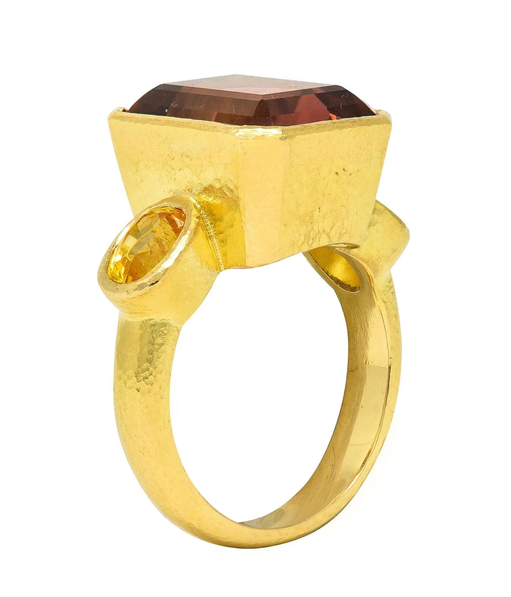 Elizabeth Locke Tourmaline Yellow Sapphire 18 Karat Gold Gemstone Cocktail Ring - Image 11