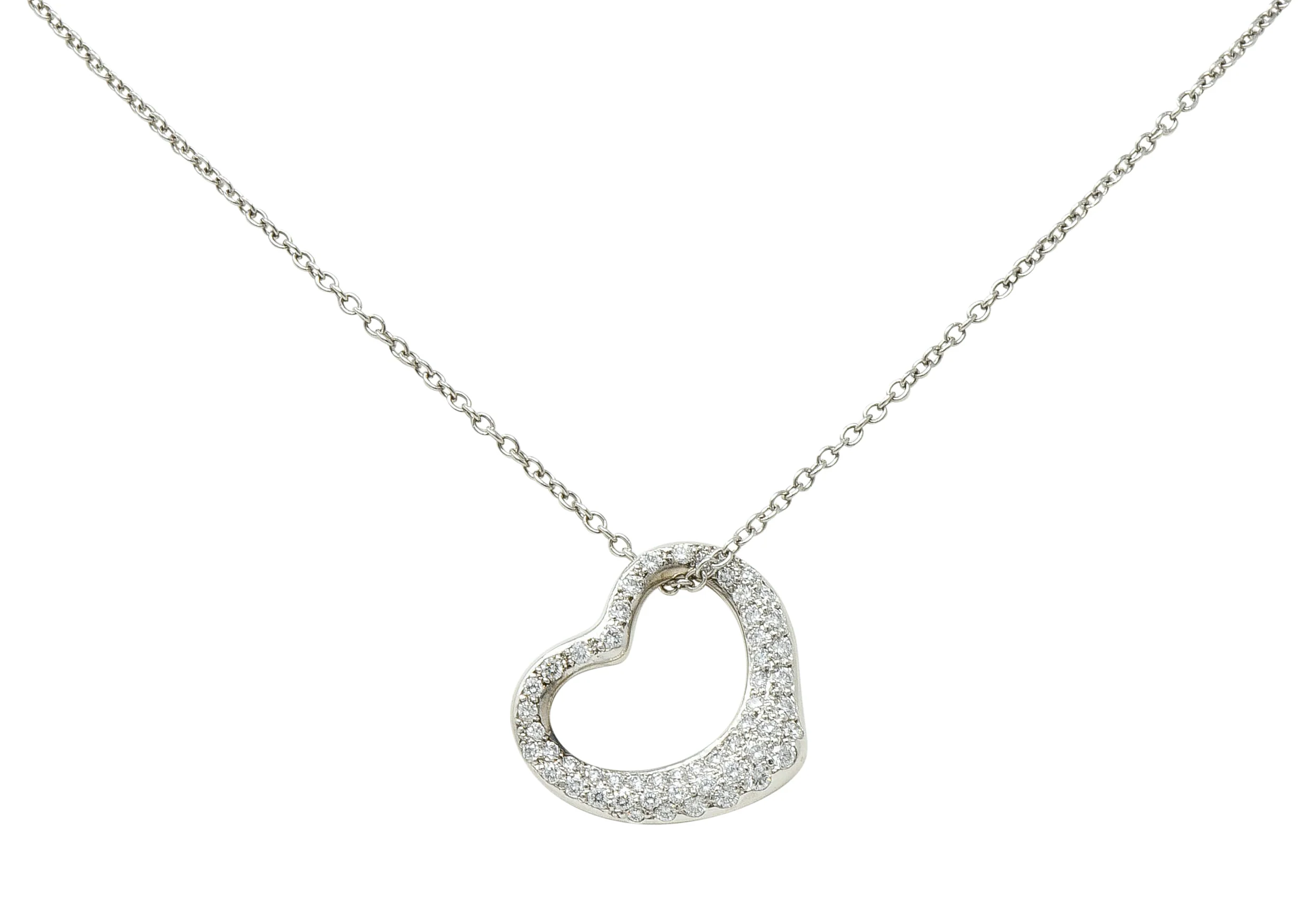 Elsa Peretti Tiffany & Co. 1.00 CTW Diamond Platinum 22MM Open Heart Pendant Necklace - Image 3