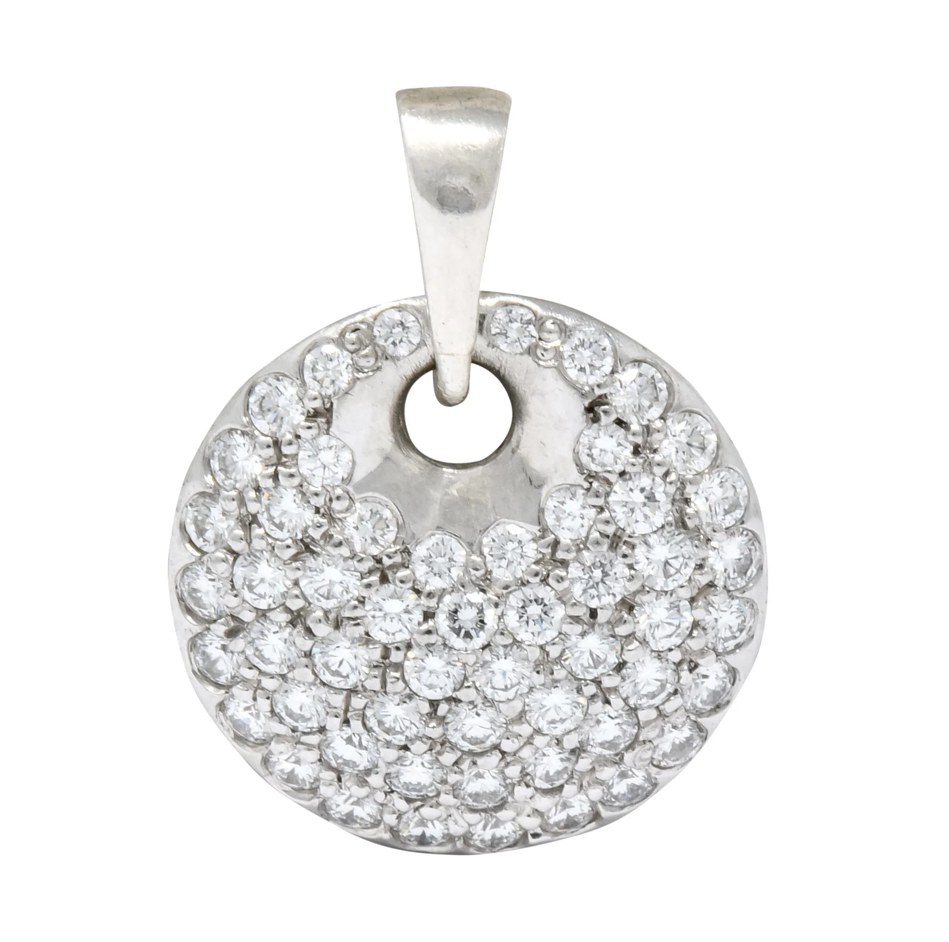 Elsa Peretti Tiffany & Co. 1.00 CTW Diamond Platinum Circle Disk Pendant Charm