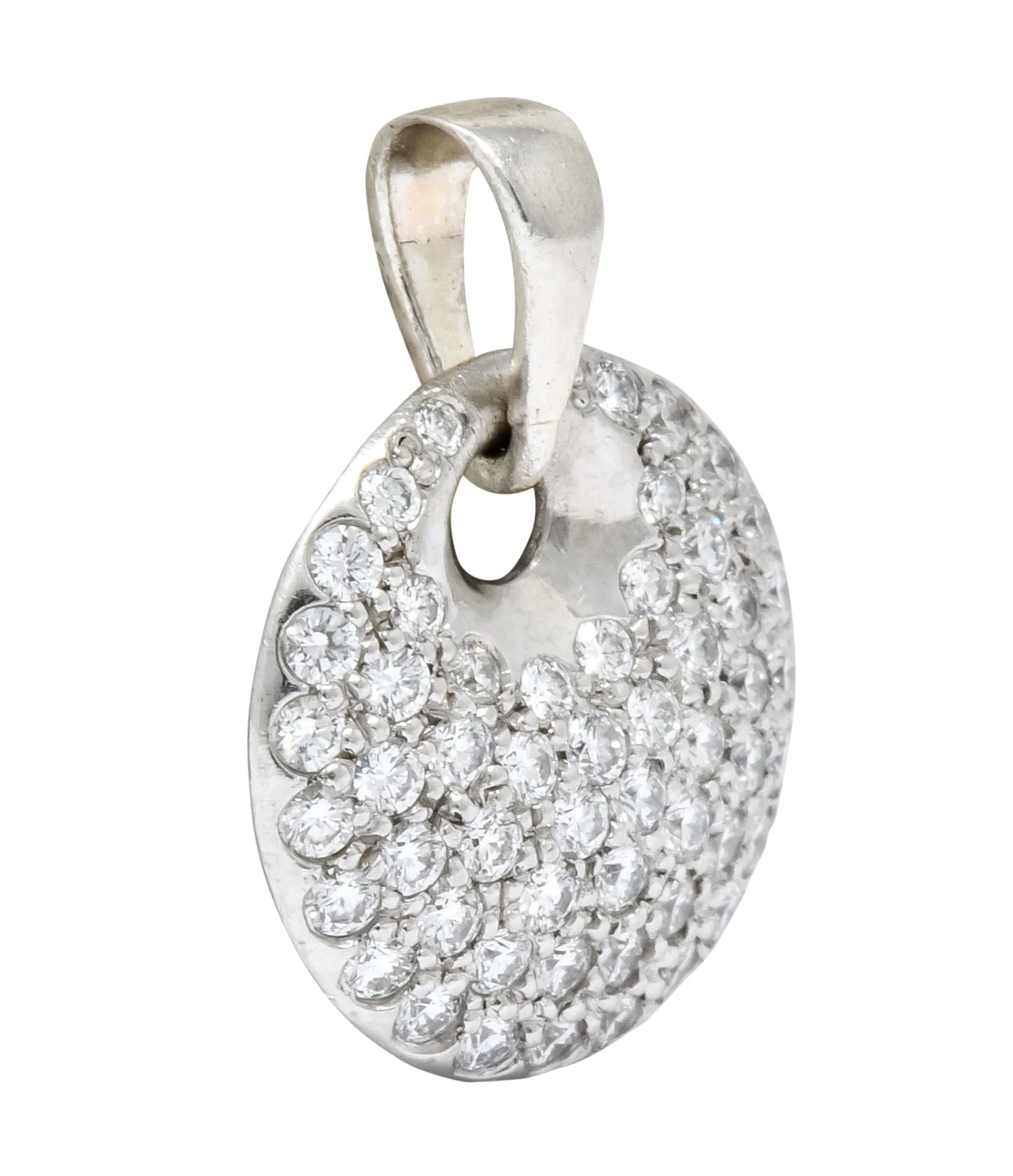 Elsa Peretti Tiffany & Co. 1.00 CTW Diamond Platinum Circle Disk Pendant Charm - Image 3