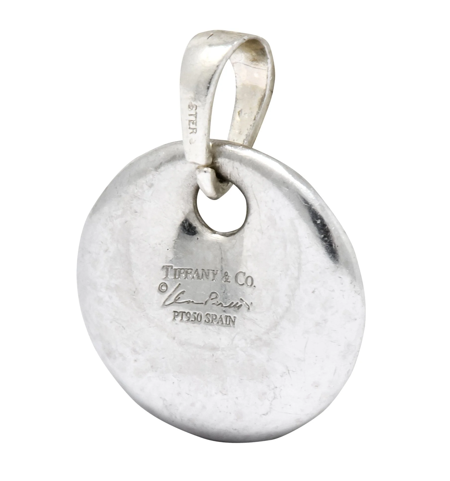 Elsa Peretti Tiffany & Co. 1.00 CTW Diamond Platinum Circle Disk Pendant Charm - Image 5