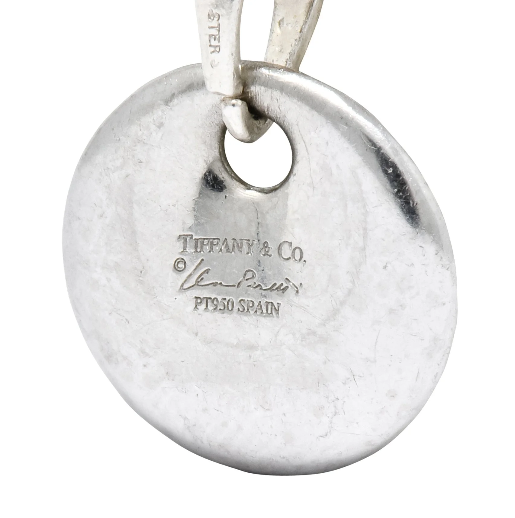 Elsa Peretti Tiffany & Co. 1.00 CTW Diamond Platinum Circle Disk Pendant Charm - Image 6