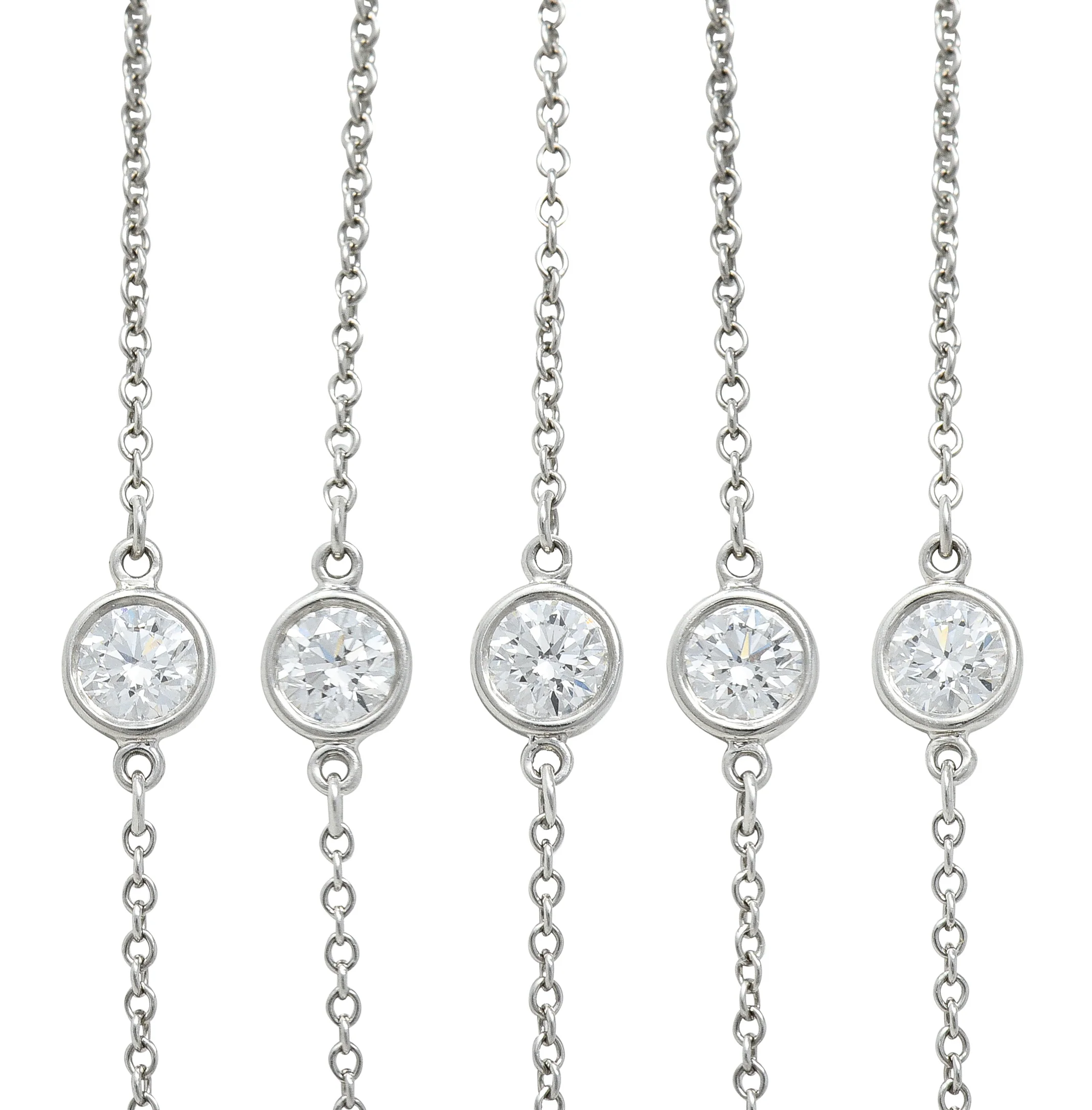Elsa Peretti Tiffany & Co. 1.00 CTW Diamond Platinum Diamonds By The Yard Vintage Station Necklace - Image 10