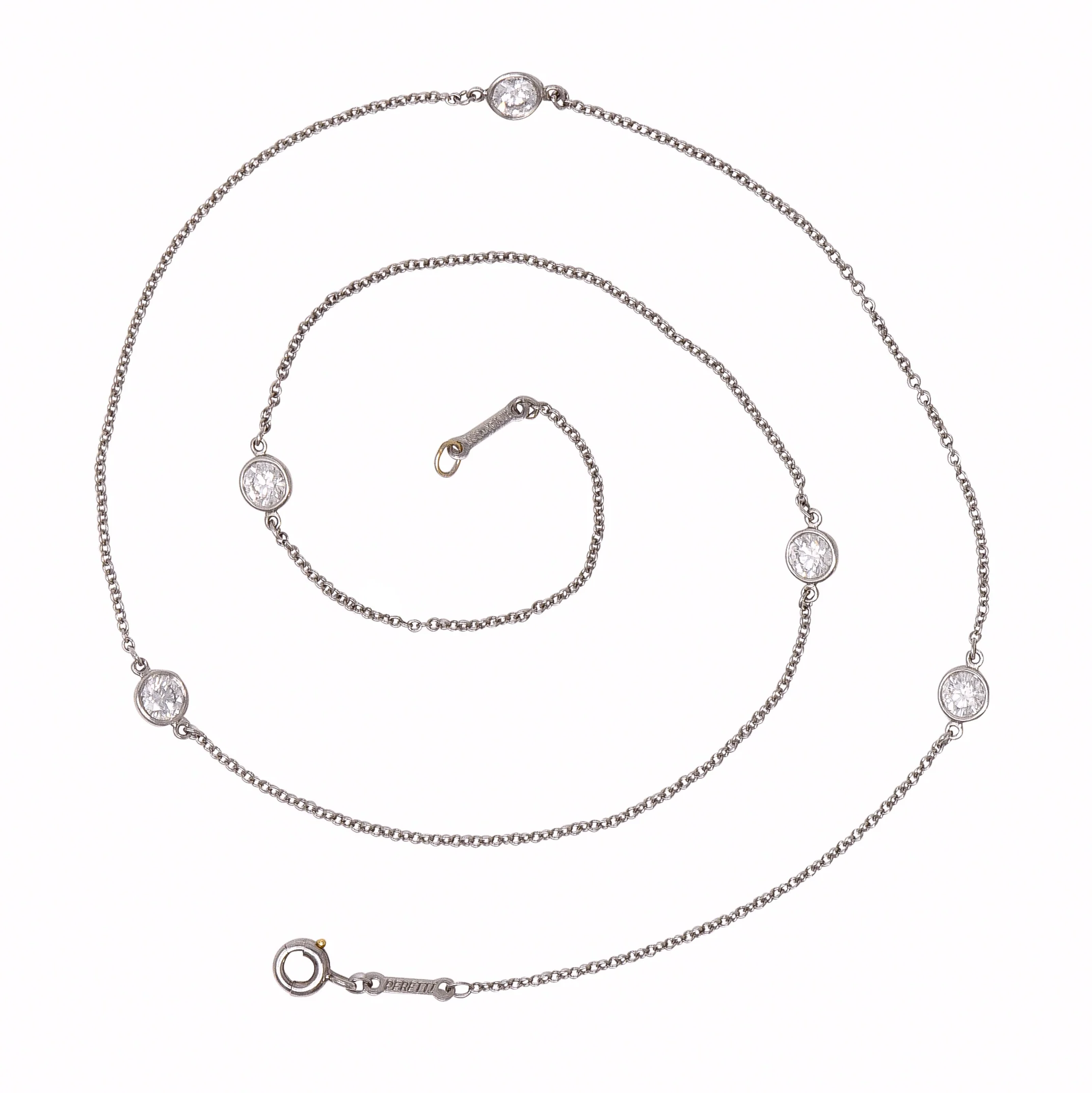 Elsa Peretti Tiffany & Co. 1.00 CTW Diamond Platinum Diamonds By The Yard Vintage Station Necklace - Image 2