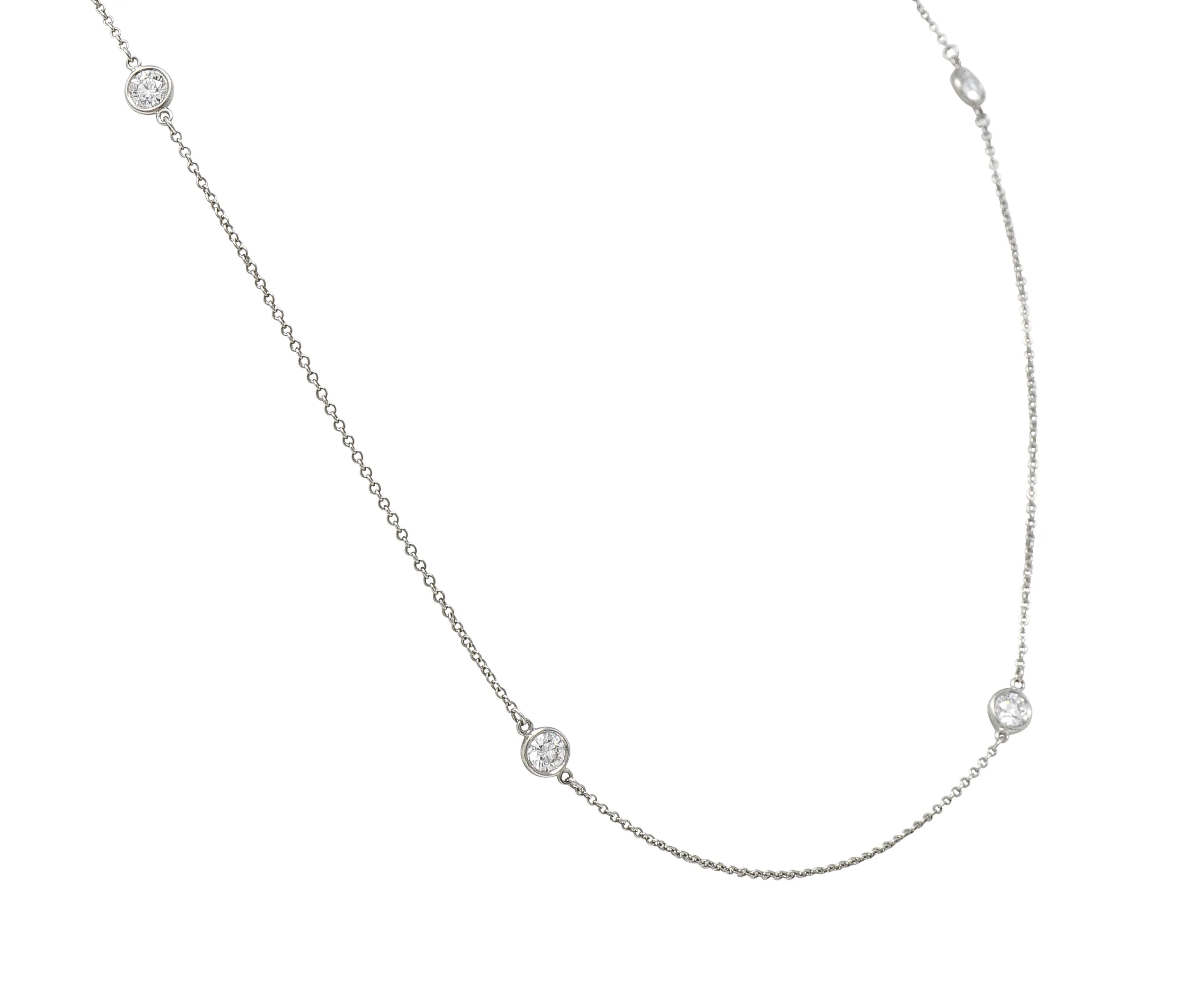 Elsa Peretti Tiffany & Co. 1.00 CTW Diamond Platinum Diamonds By The Yard Vintage Station Necklace - Image 4