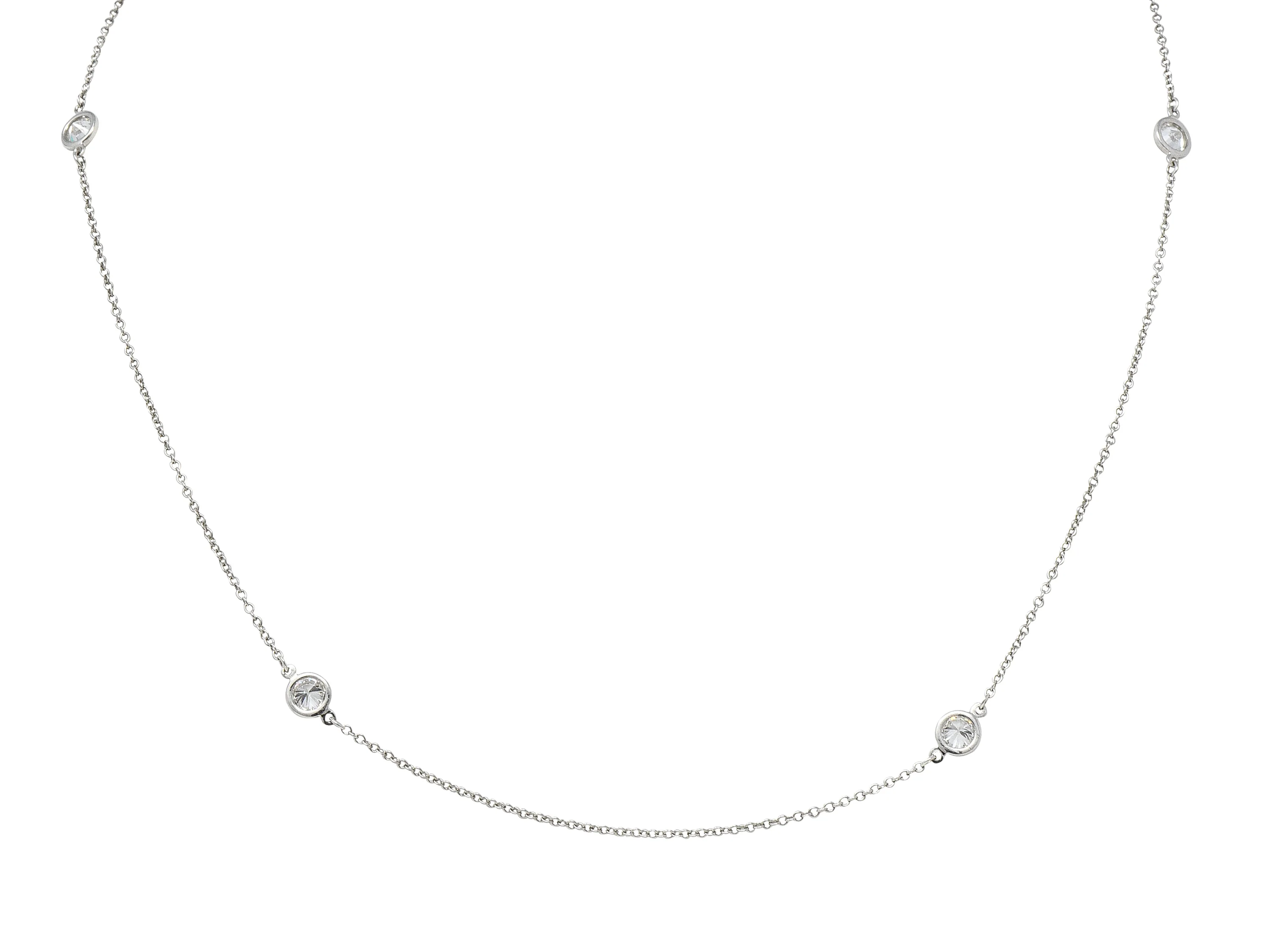 Elsa Peretti Tiffany & Co. 1.00 CTW Diamond Platinum Diamonds By The Yard Vintage Station Necklace - Image 5
