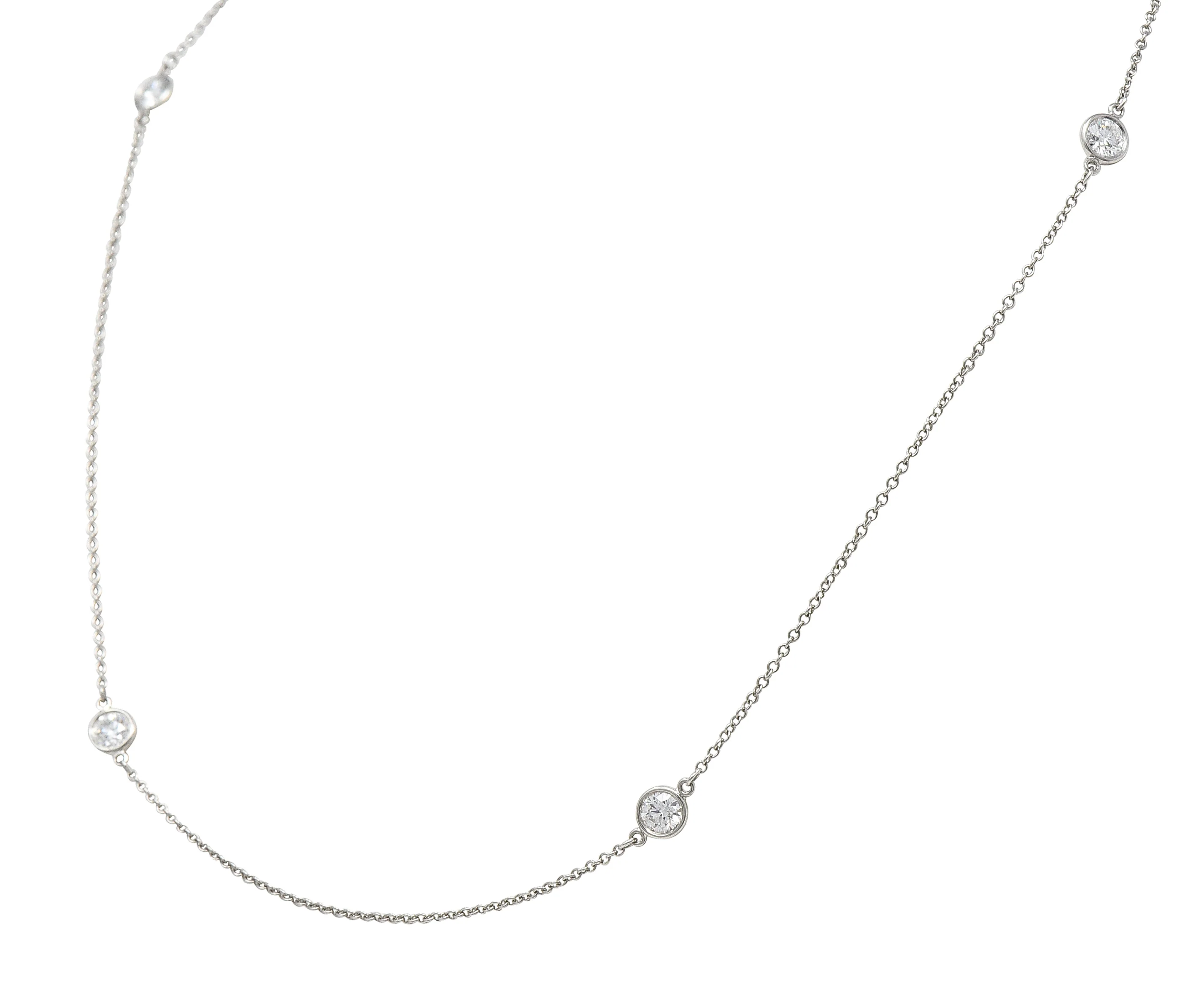 Elsa Peretti Tiffany & Co. 1.00 CTW Diamond Platinum Diamonds By The Yard Vintage Station Necklace - Image 6