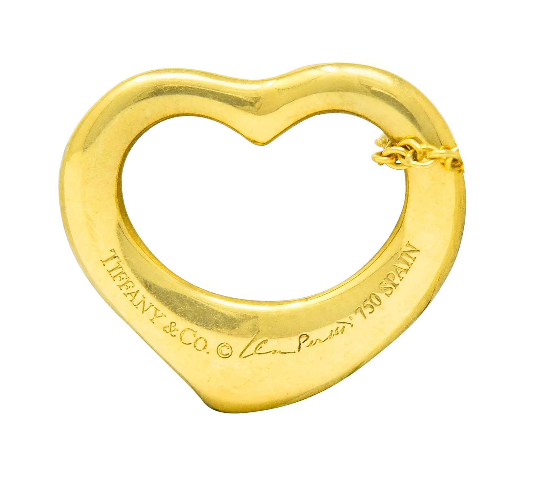 Elsa Peretti Tiffany & Co. 18 Karat Gold 14MM Open Heart Pendant Necklace - Image 10