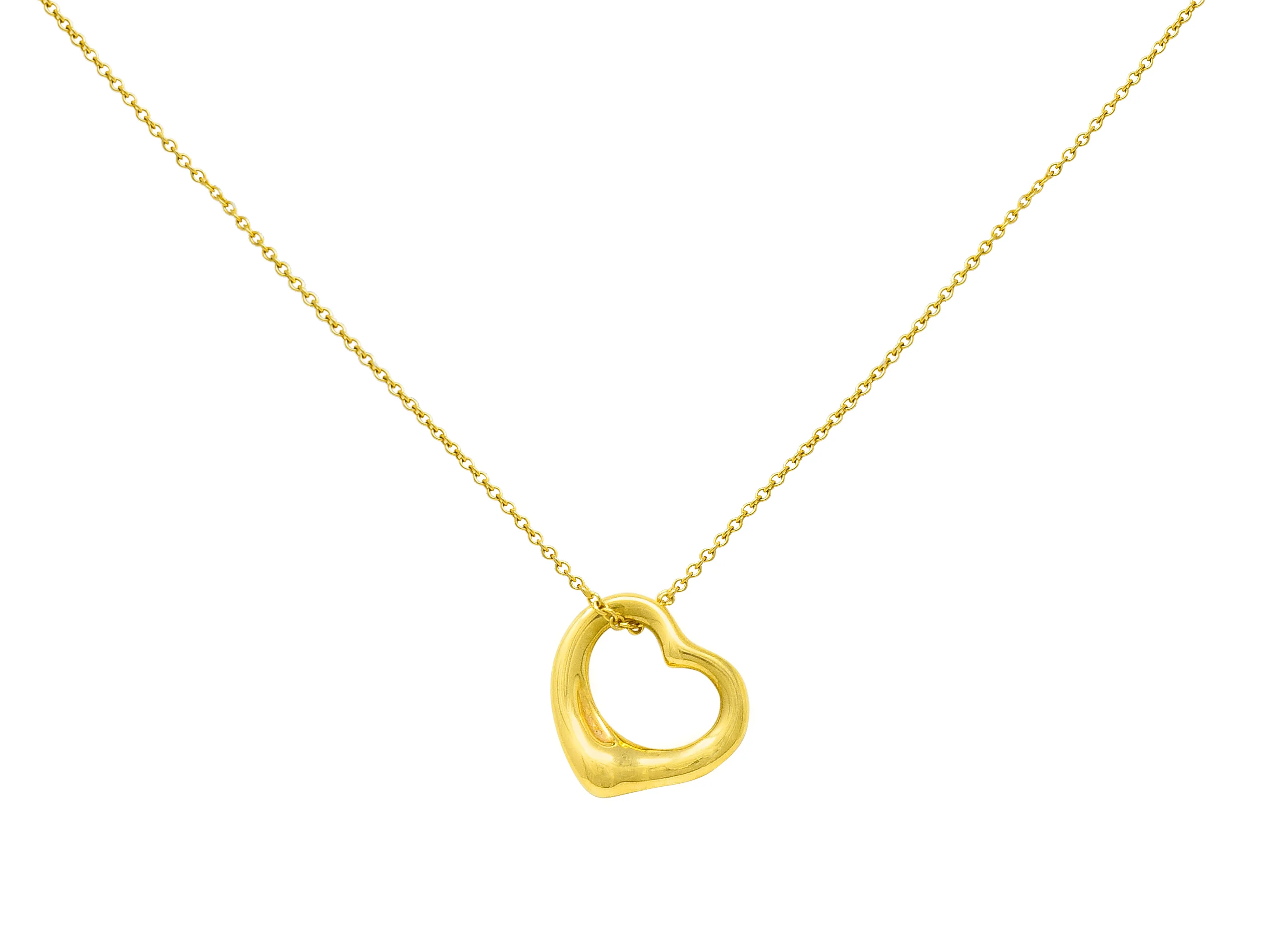 Elsa Peretti Tiffany & Co. 18 Karat Gold 14MM Open Heart Pendant Necklace - Image 11