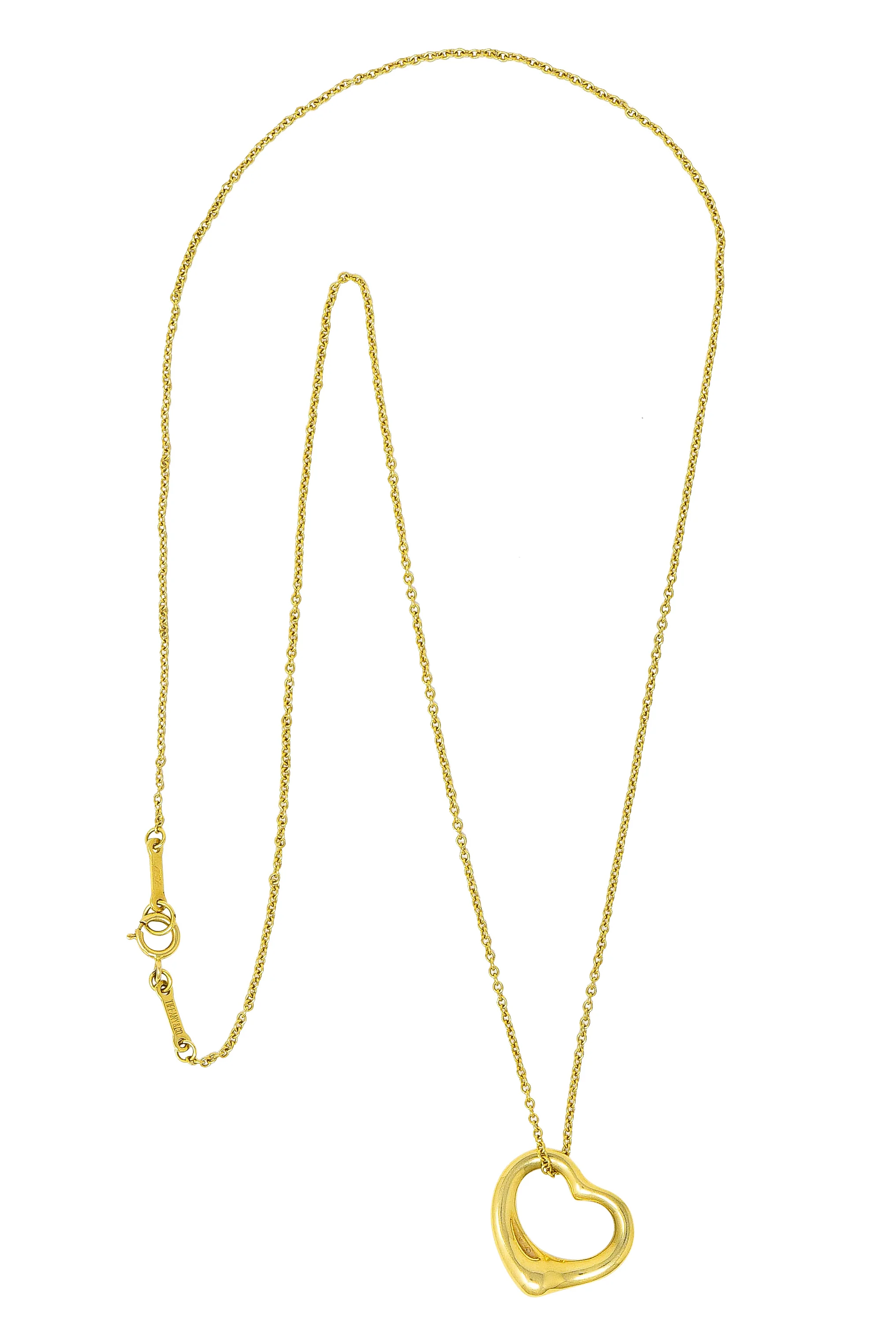 Elsa Peretti Tiffany & Co. 18 Karat Gold 14MM Open Heart Pendant Necklace - Image 2