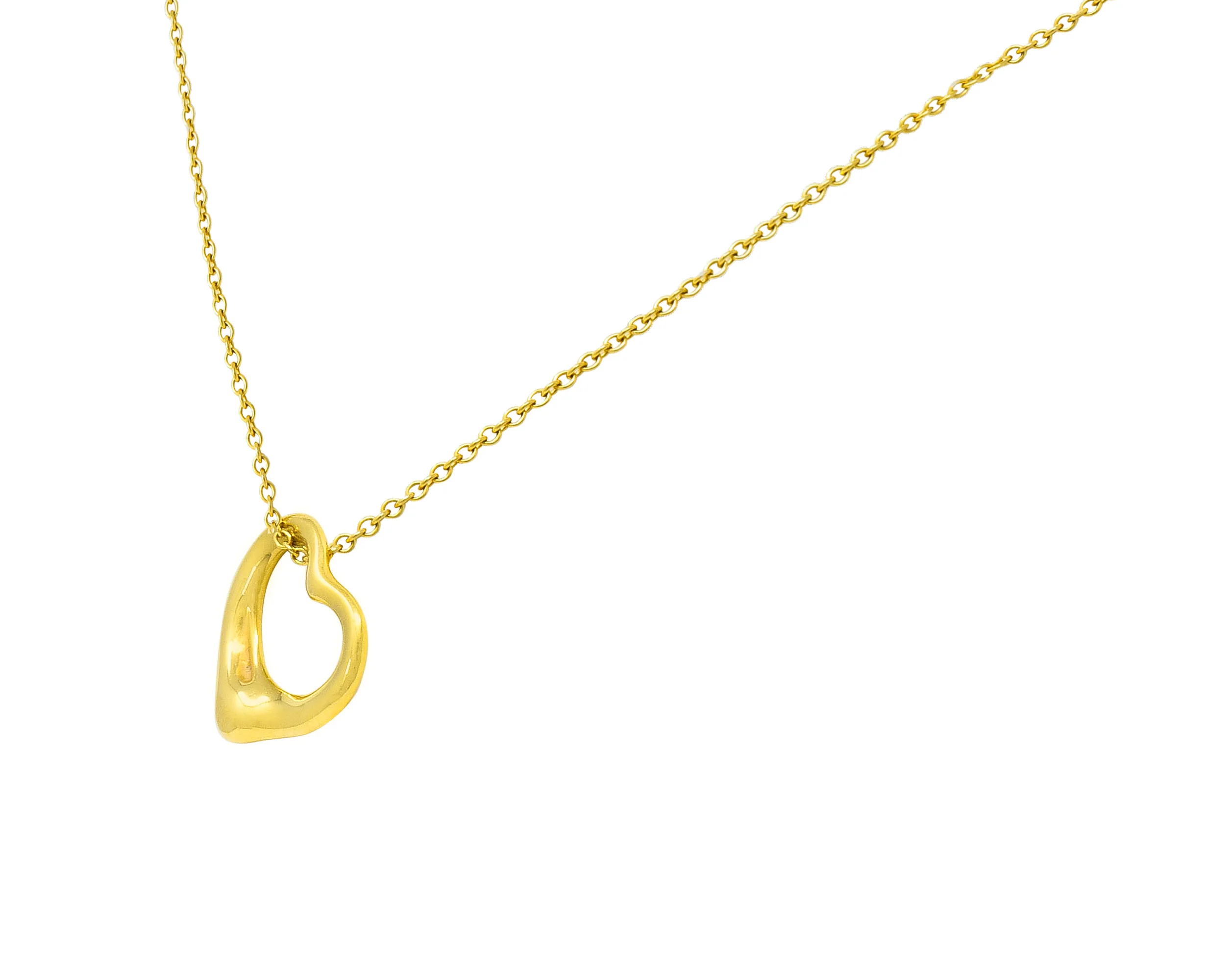 Elsa Peretti Tiffany & Co. 18 Karat Gold 14MM Open Heart Pendant Necklace - Image 3