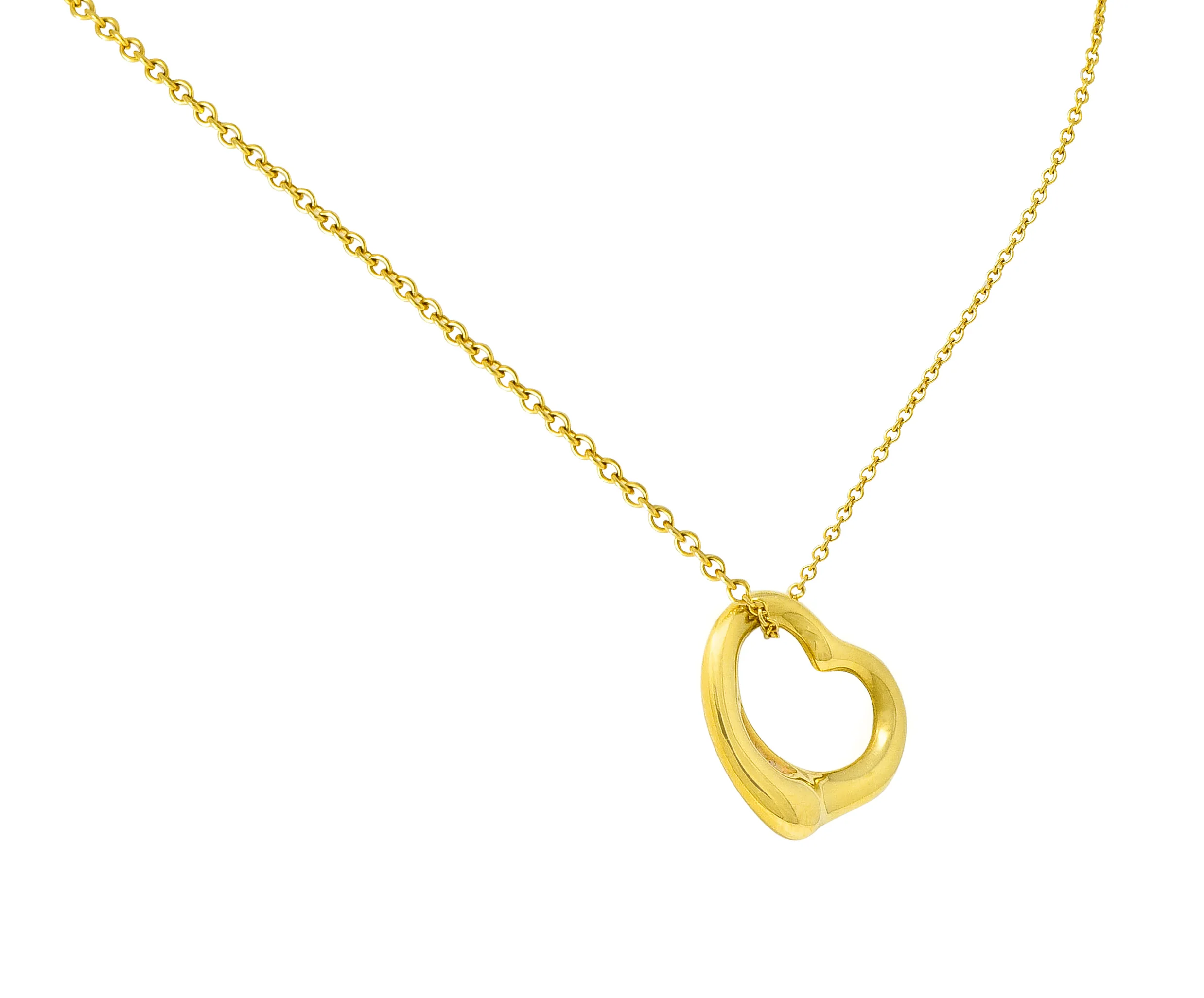 Elsa Peretti Tiffany & Co. 18 Karat Gold 14MM Open Heart Pendant Necklace - Image 4