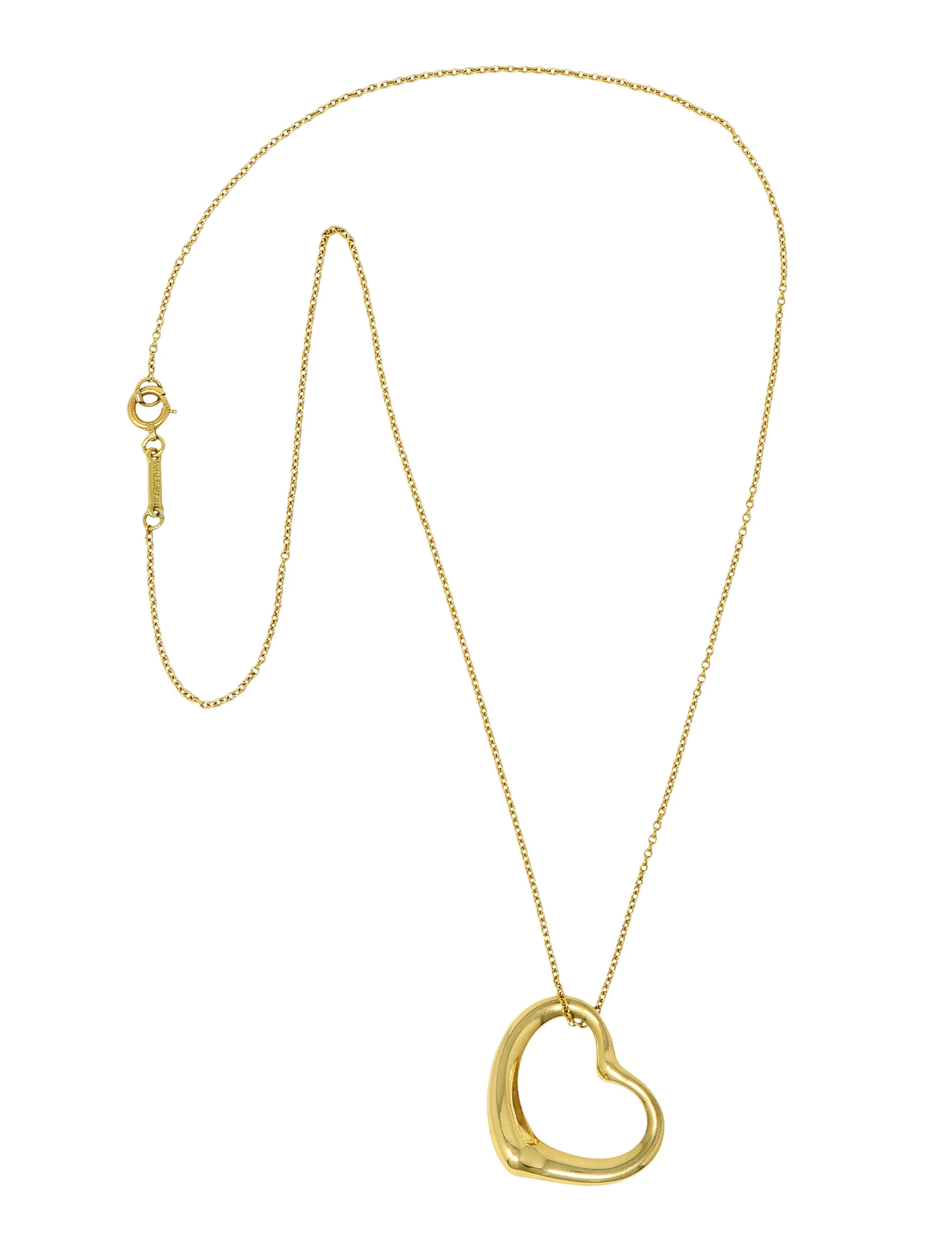 Elsa Peretti Tiffany & Co. 18 Karat Gold 22MM Open Heart Pendant Necklace - Image 3