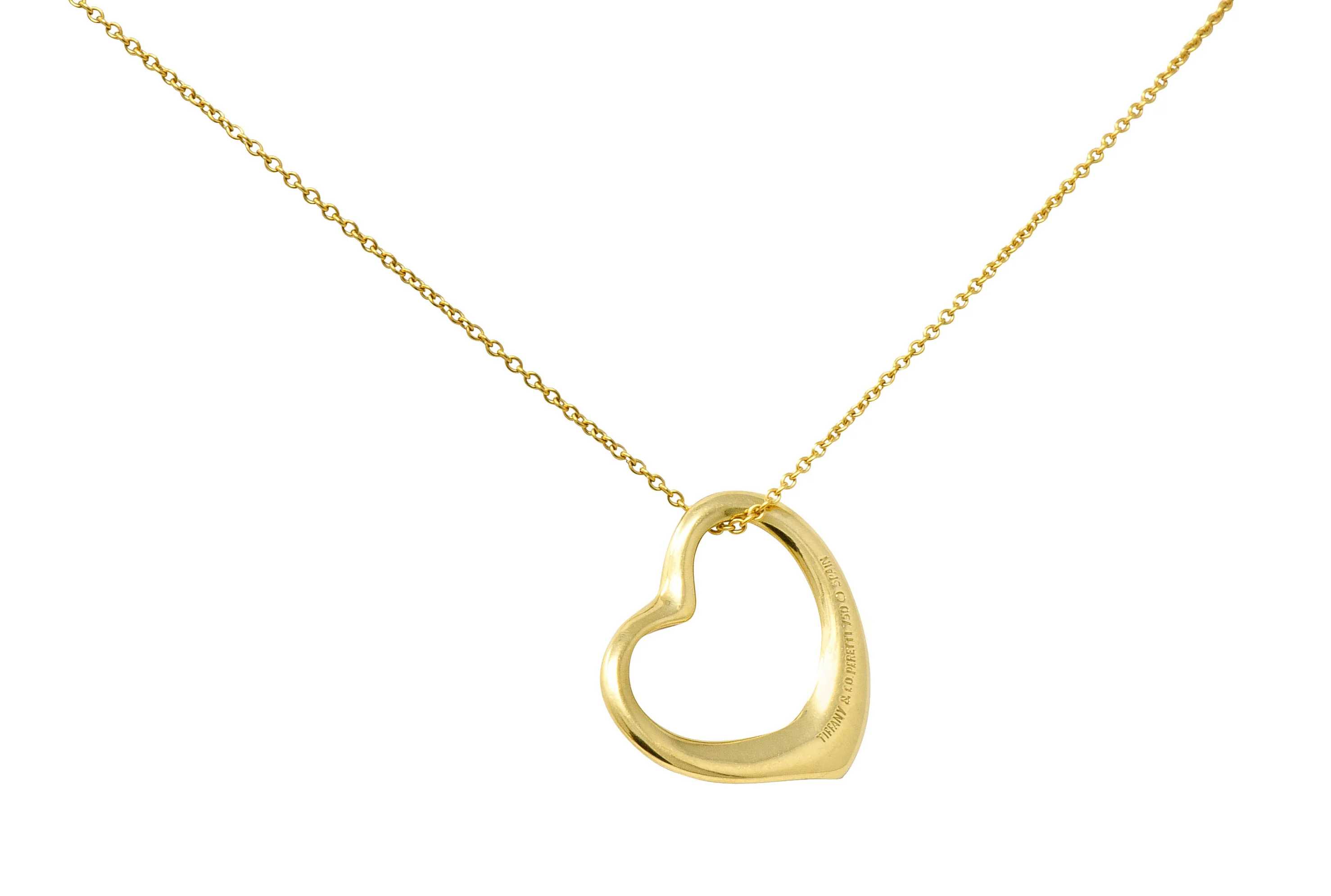 Elsa Peretti Tiffany & Co. 18 Karat Gold 22MM Open Heart Pendant Necklace - Image 5