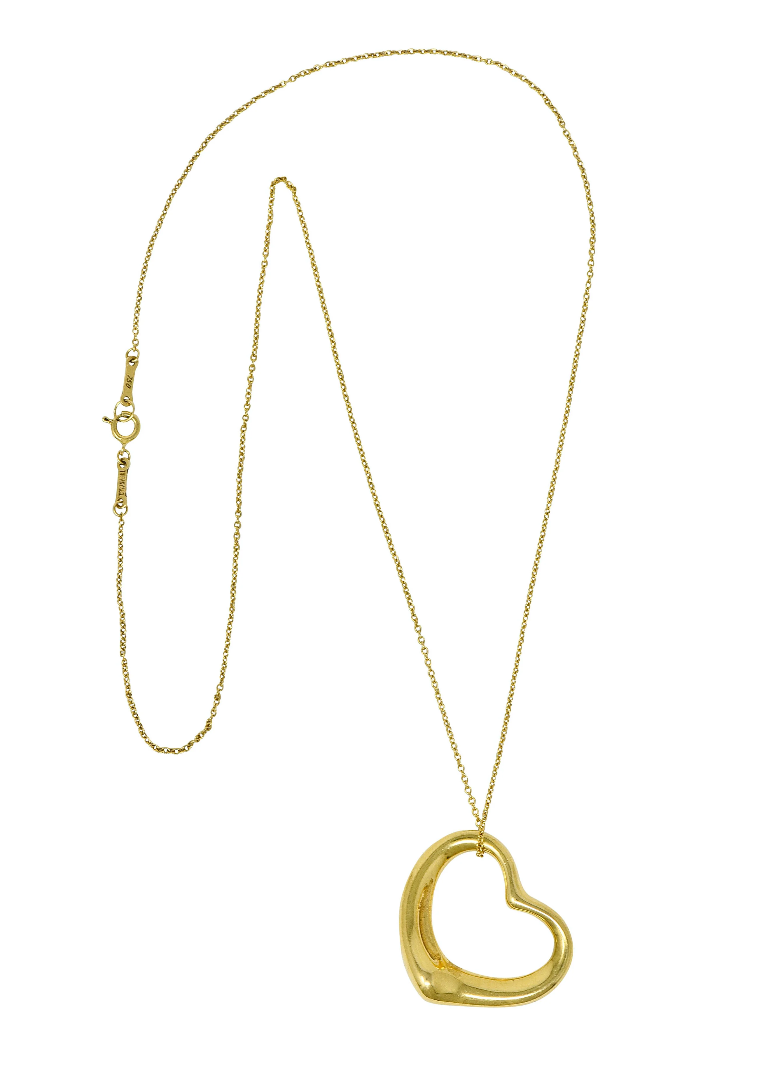 Elsa Peretti Tiffany & Co. 18 Karat Gold 25MM Open Heart Pendant Necklace - Image 2
