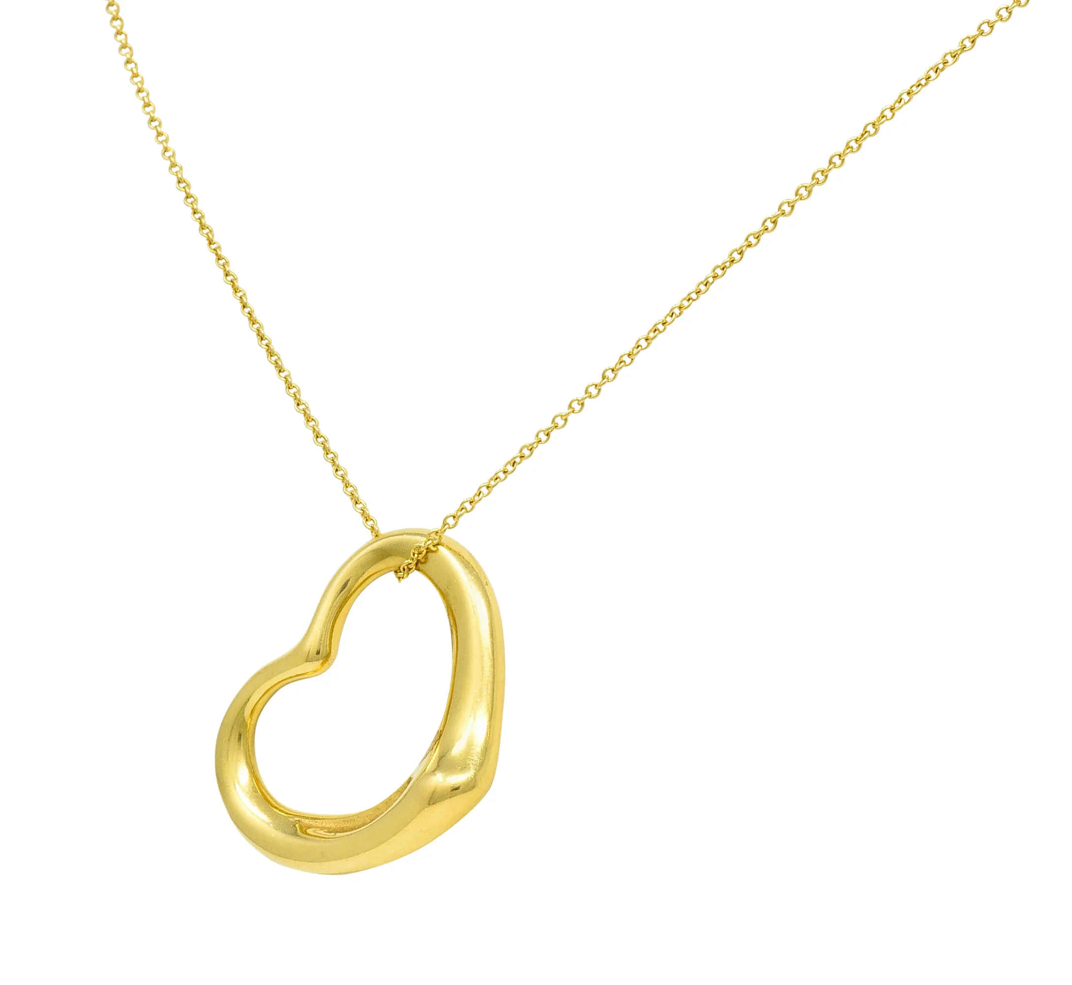 Elsa Peretti Tiffany & Co. 18 Karat Gold 25MM Open Heart Pendant Necklace - Image 3