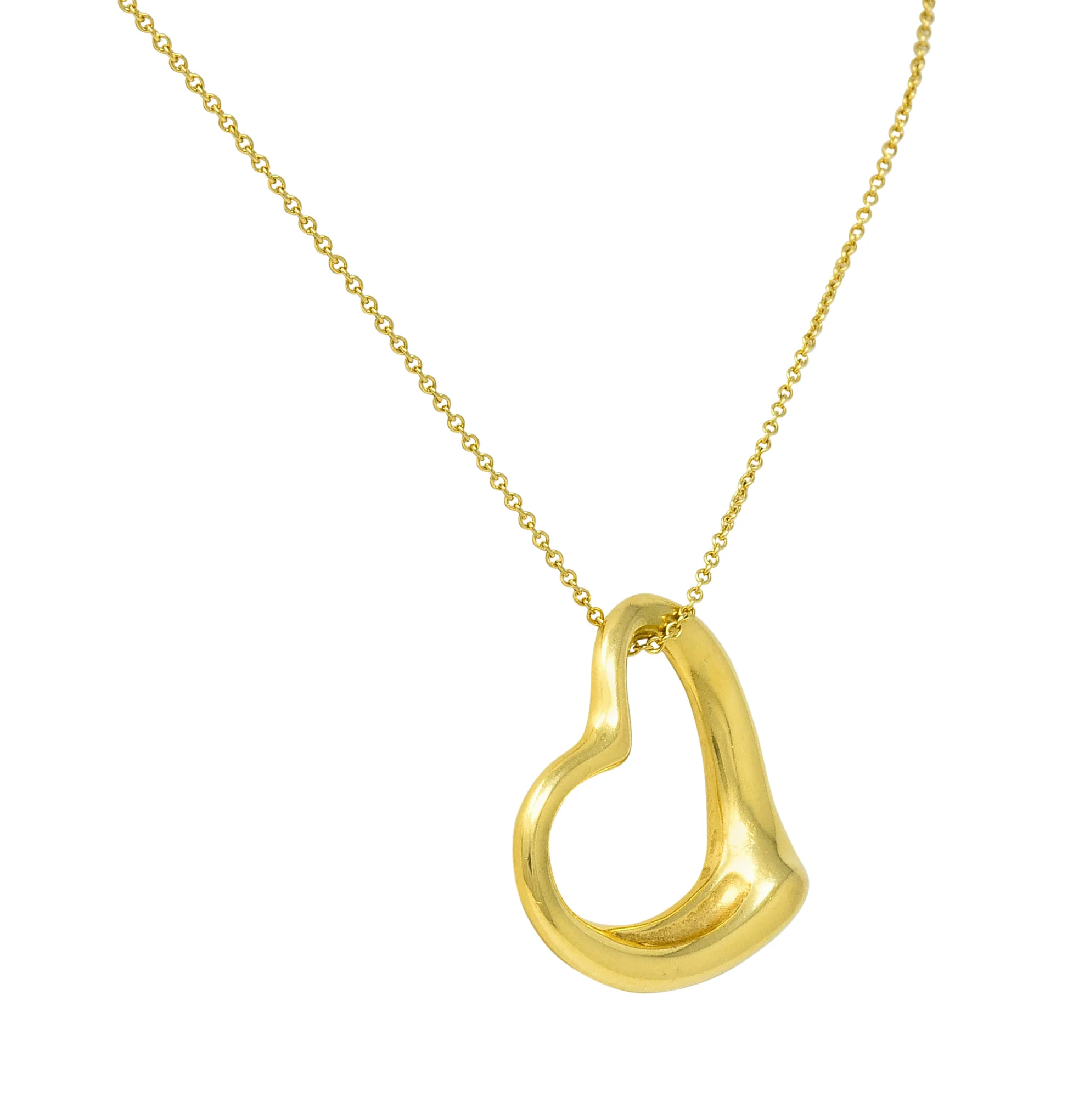 Elsa Peretti Tiffany & Co. 18 Karat Gold 25MM Open Heart Pendant Necklace - Image 4