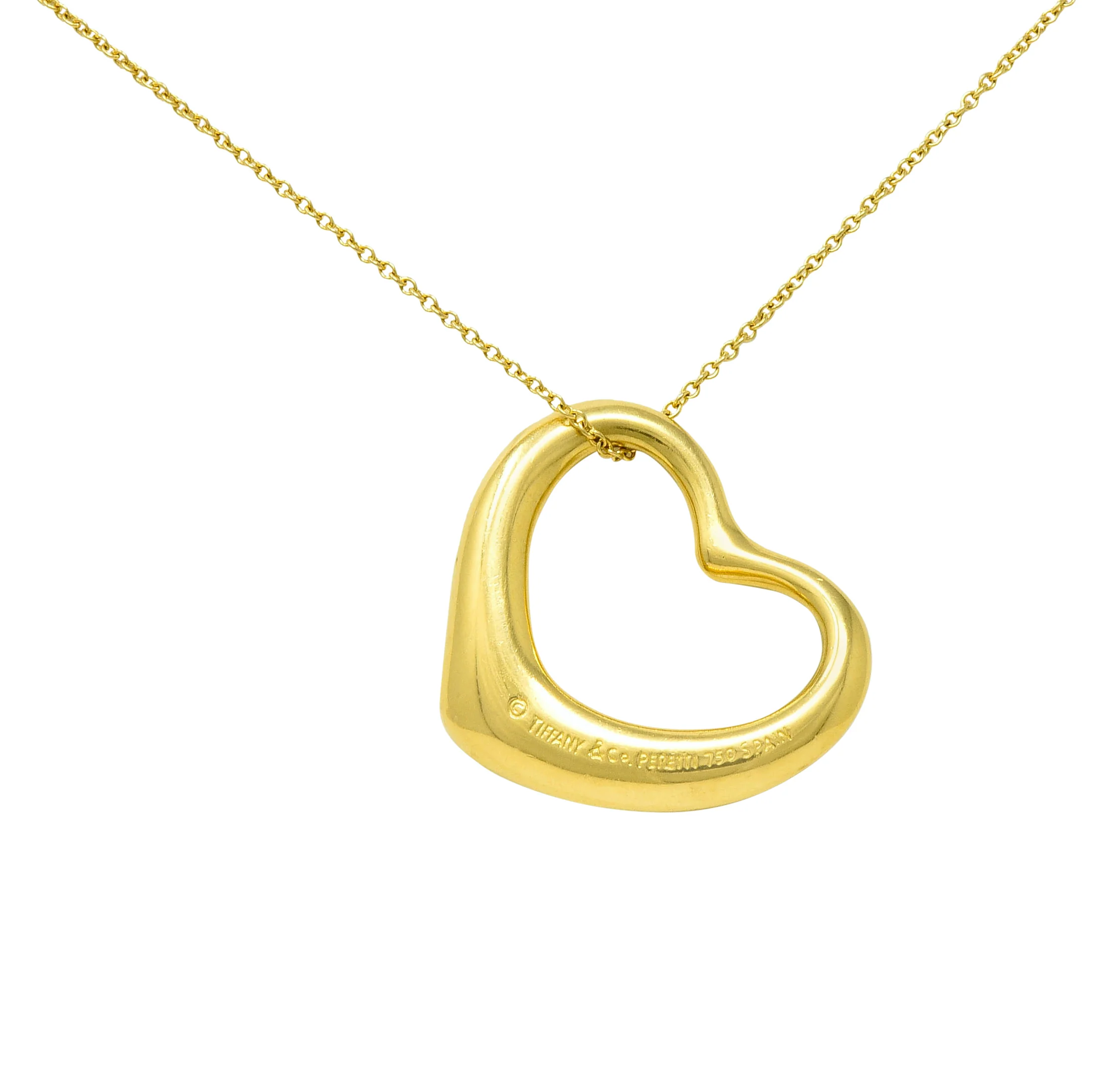 Elsa Peretti Tiffany & Co. 18 Karat Gold 25MM Open Heart Pendant Necklace - Image 5