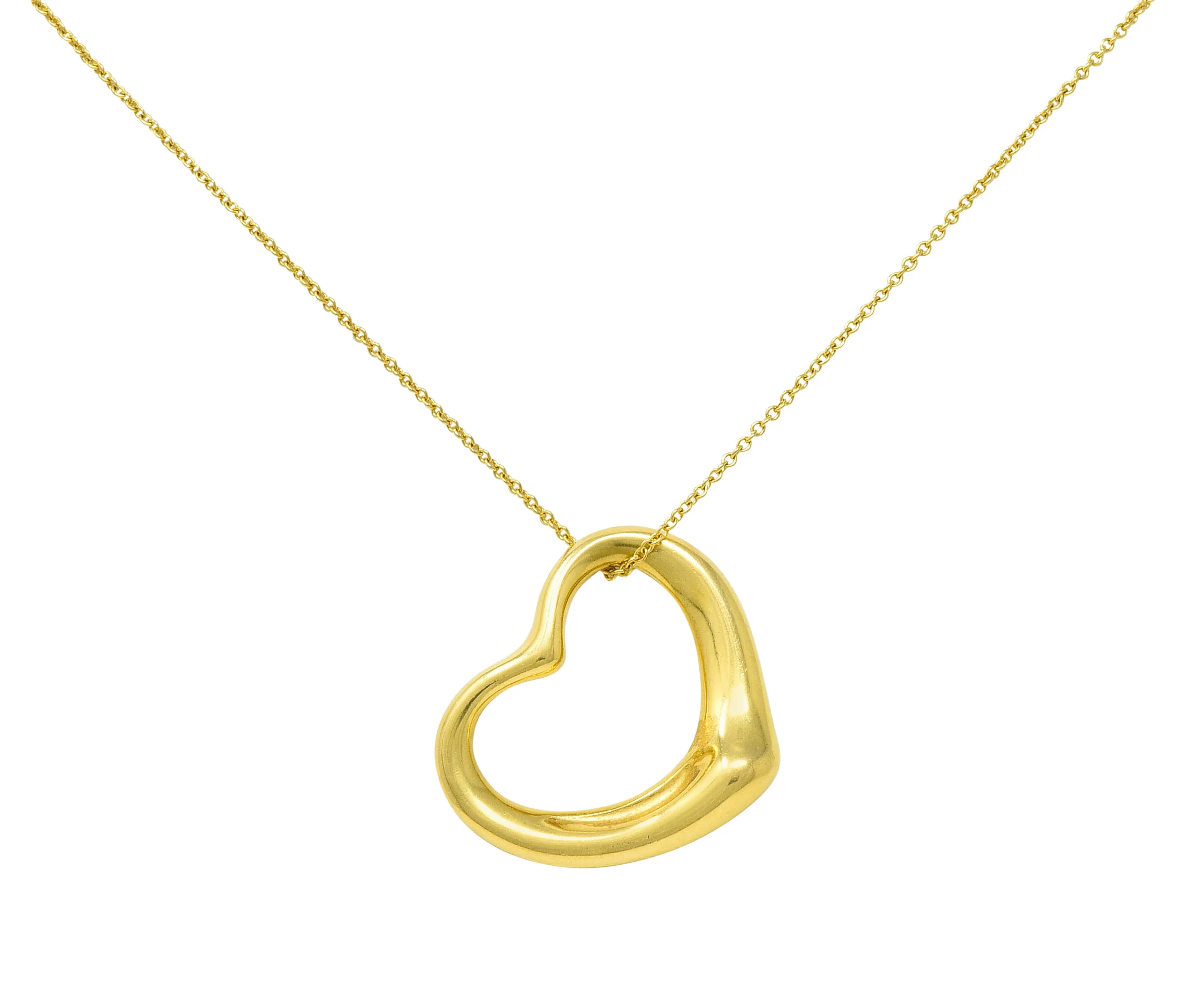 Elsa Peretti Tiffany & Co. 18 Karat Gold 25MM Open Heart Pendant Necklace - Image 7