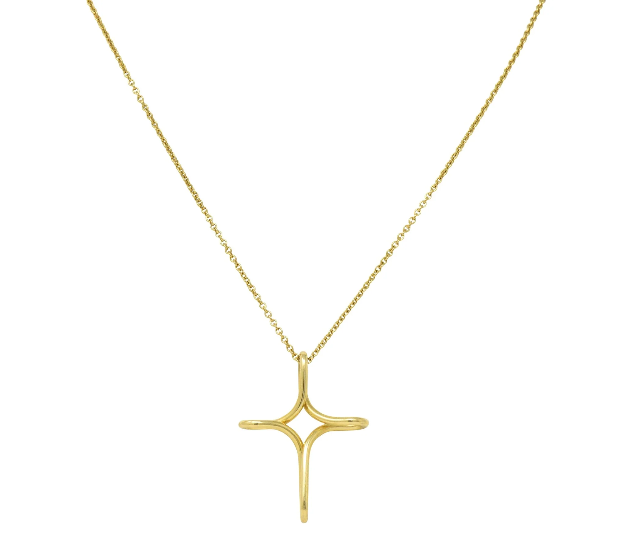 Elsa Peretti Tiffany & Co. 18 Karat Gold Infinity Cross Pendant Necklace