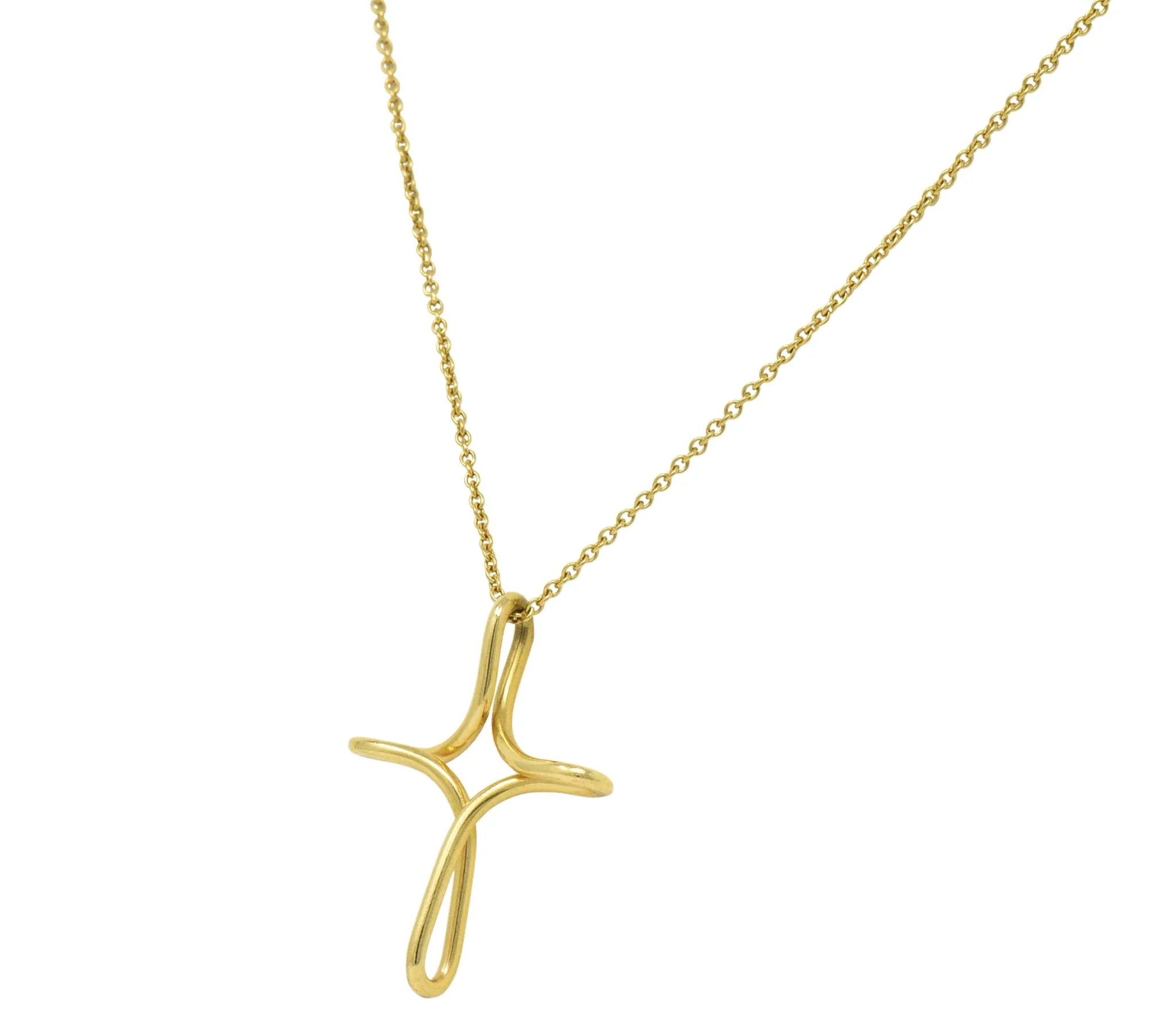 Elsa Peretti Tiffany & Co. 18 Karat Gold Infinity Cross Pendant Necklace - Image 2