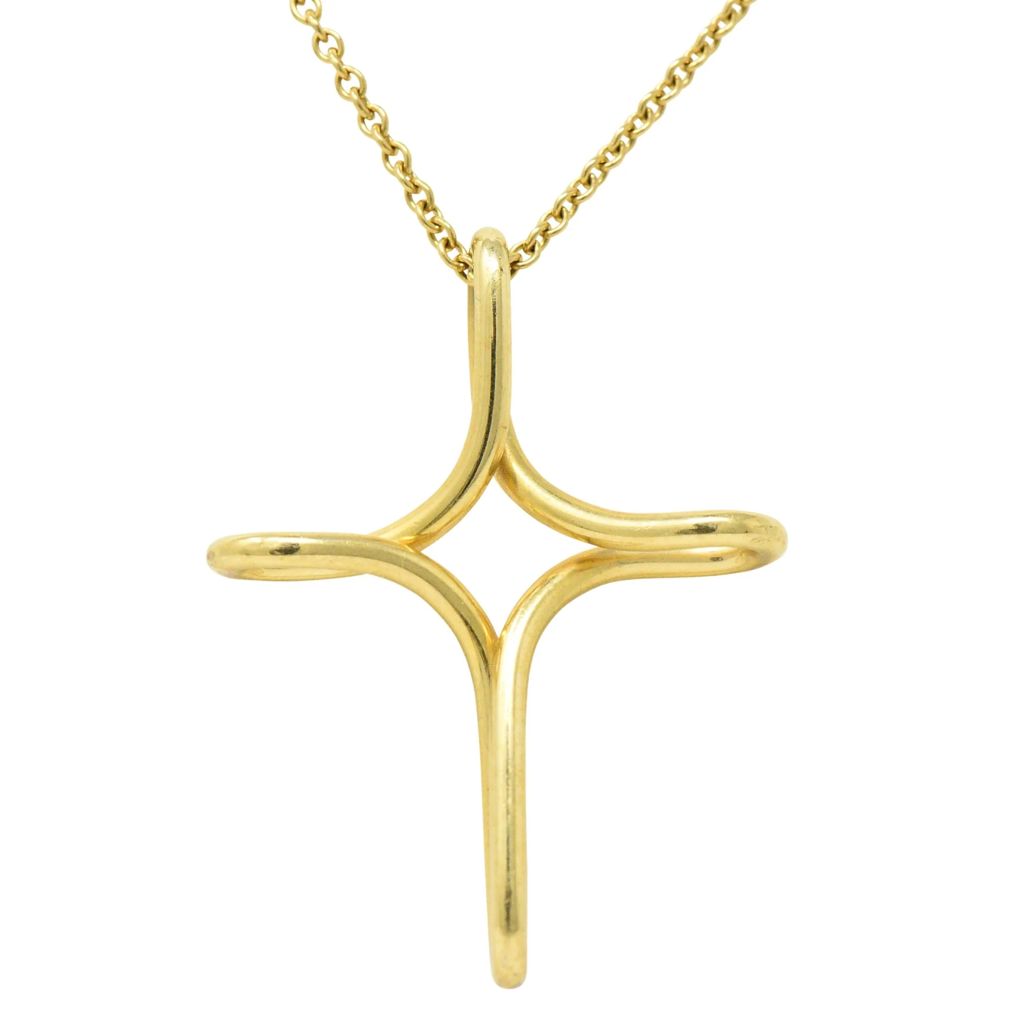 Elsa Peretti Tiffany & Co. 18 Karat Gold Infinity Cross Pendant Necklace - Image 5