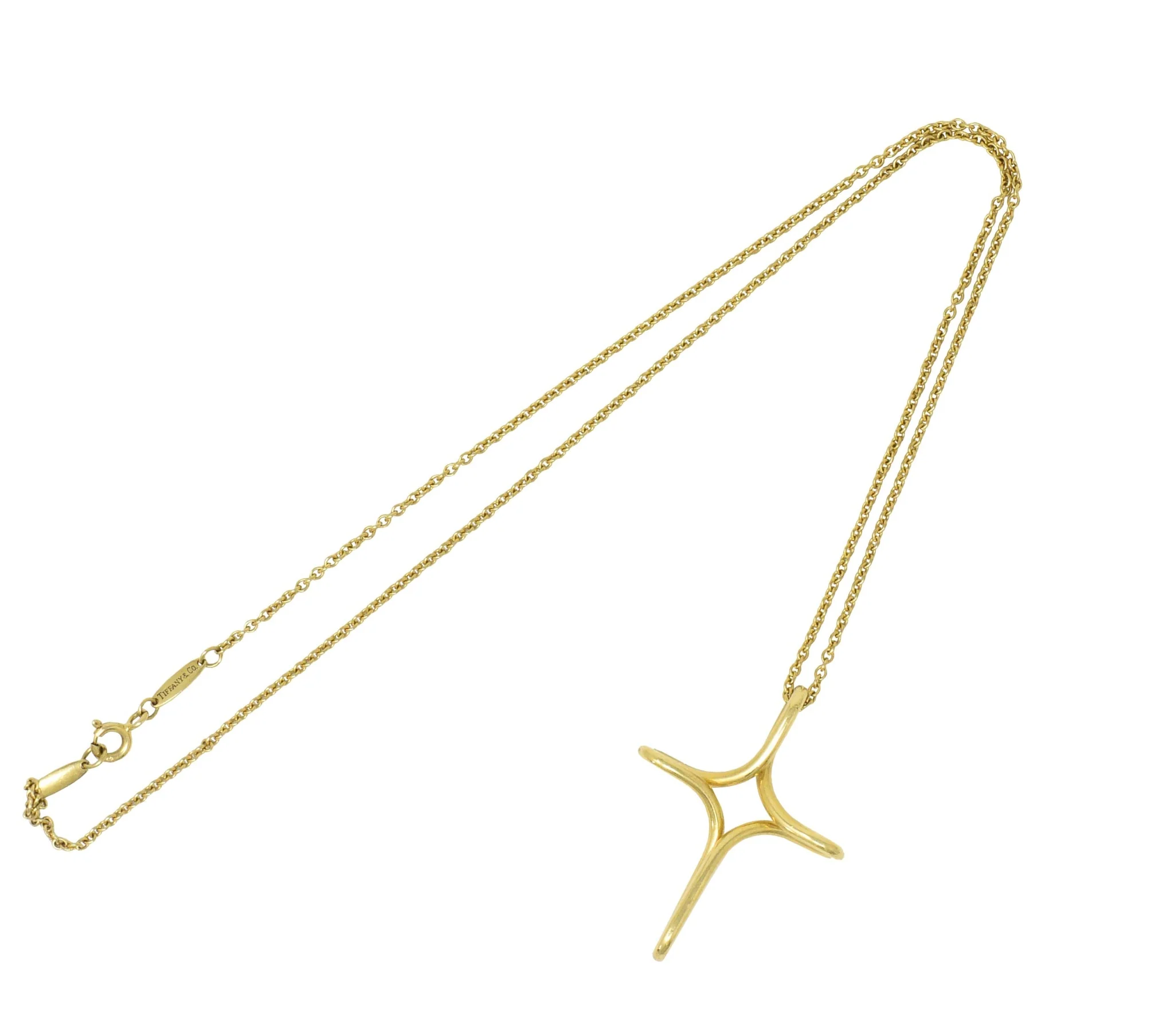 Elsa Peretti Tiffany & Co. 18 Karat Gold Infinity Cross Pendant Necklace - Image 6