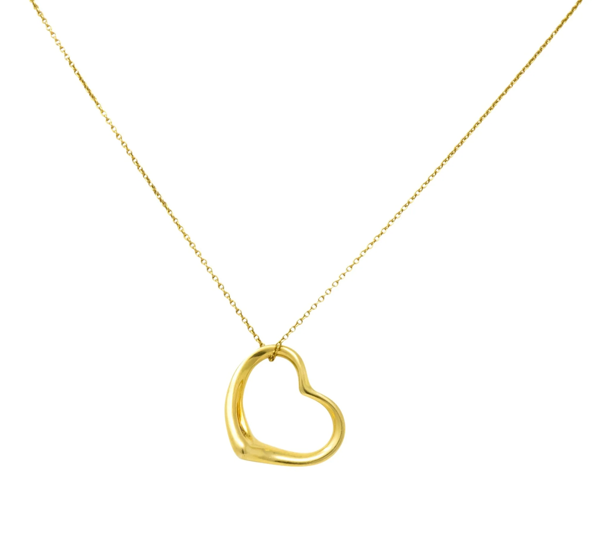 Elsa Peretti Tiffany & Co. 18 Karat Gold Open Heart Pendant Necklace - Image 2