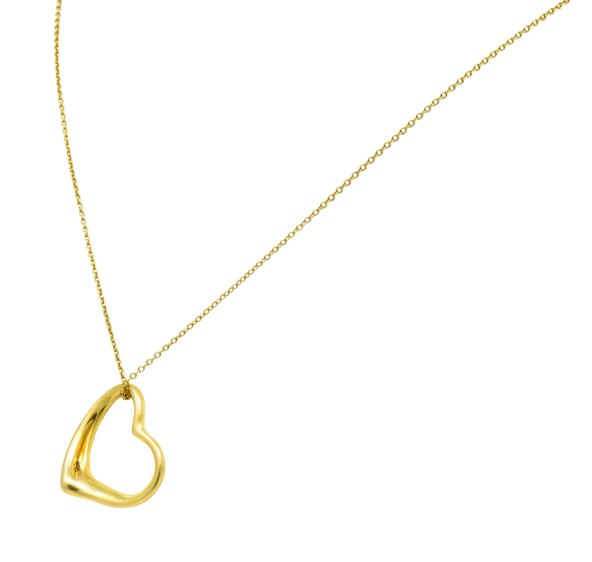 Elsa Peretti Tiffany & Co. 18 Karat Gold Open Heart Pendant Necklace - Image 3
