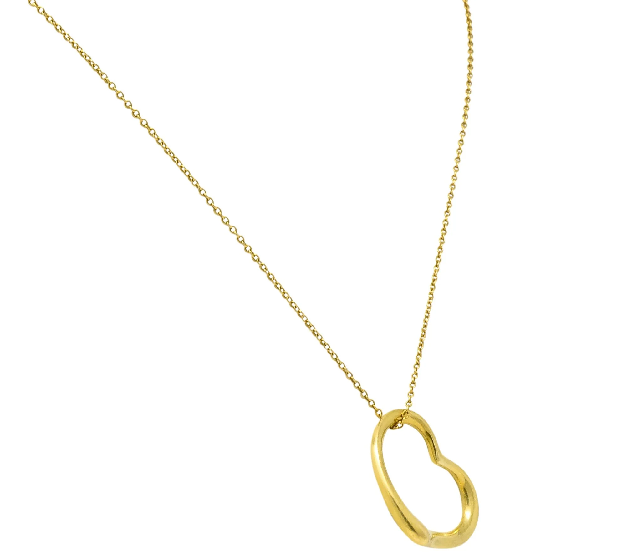 Elsa Peretti Tiffany & Co. 18 Karat Gold Open Heart Pendant Necklace - Image 4