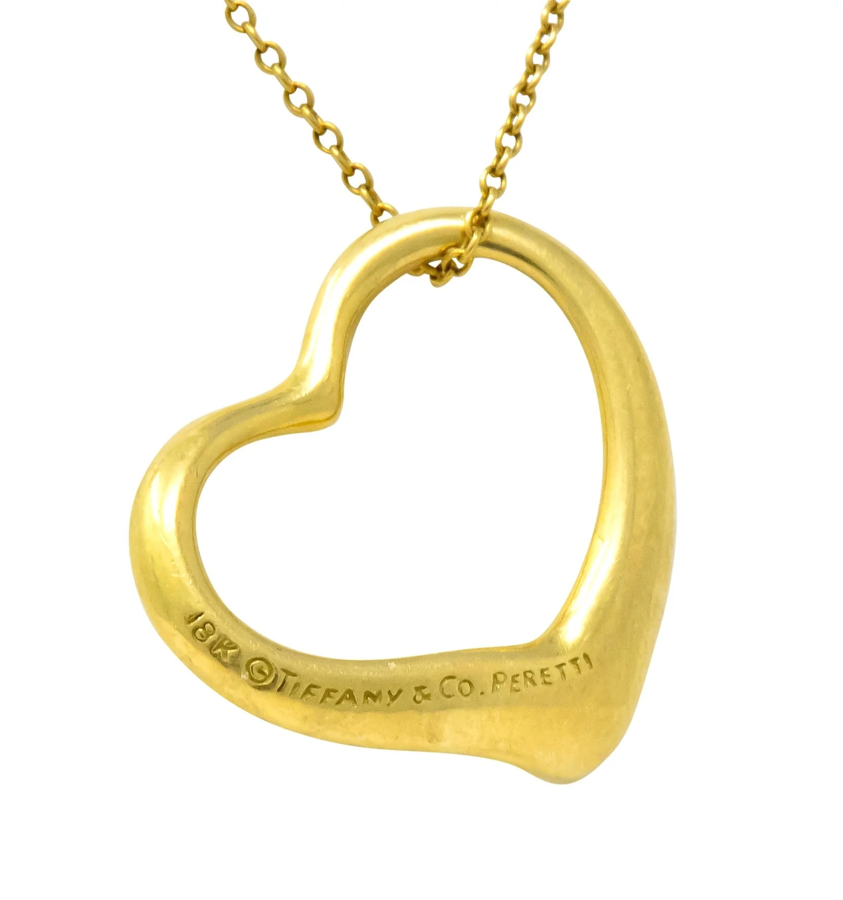 Elsa Peretti Tiffany & Co. 18 Karat Gold Open Heart Pendant Necklace - Image 7