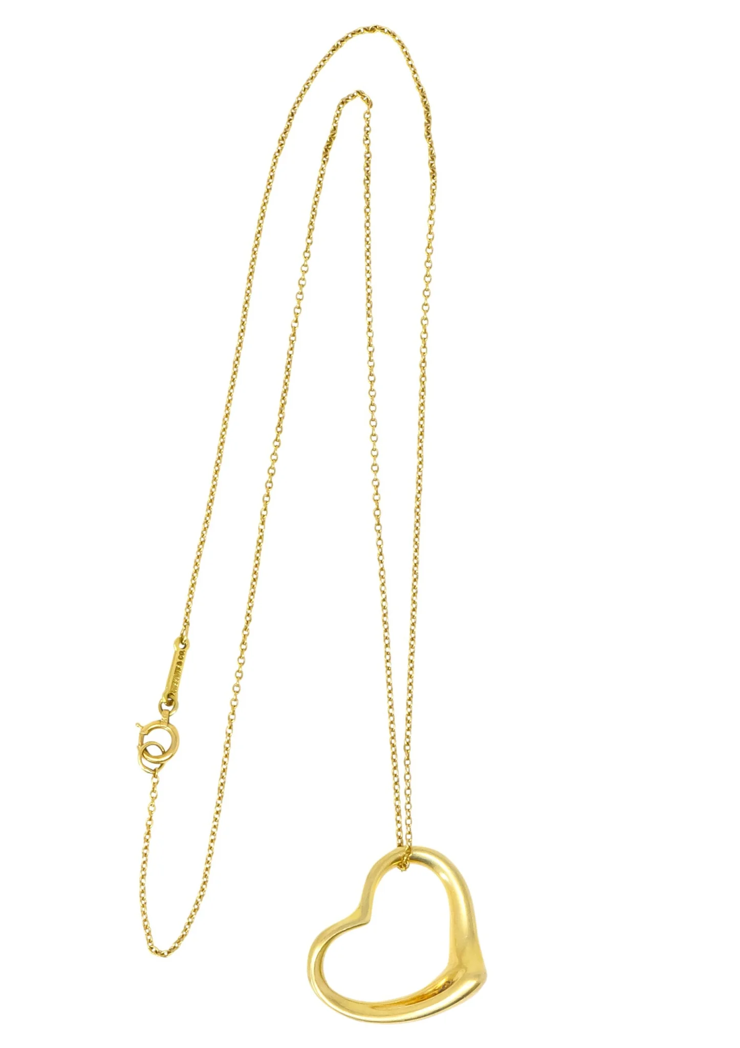 Elsa Peretti Tiffany & Co. 18 Karat Gold Open Heart Pendant Necklace - Image 8