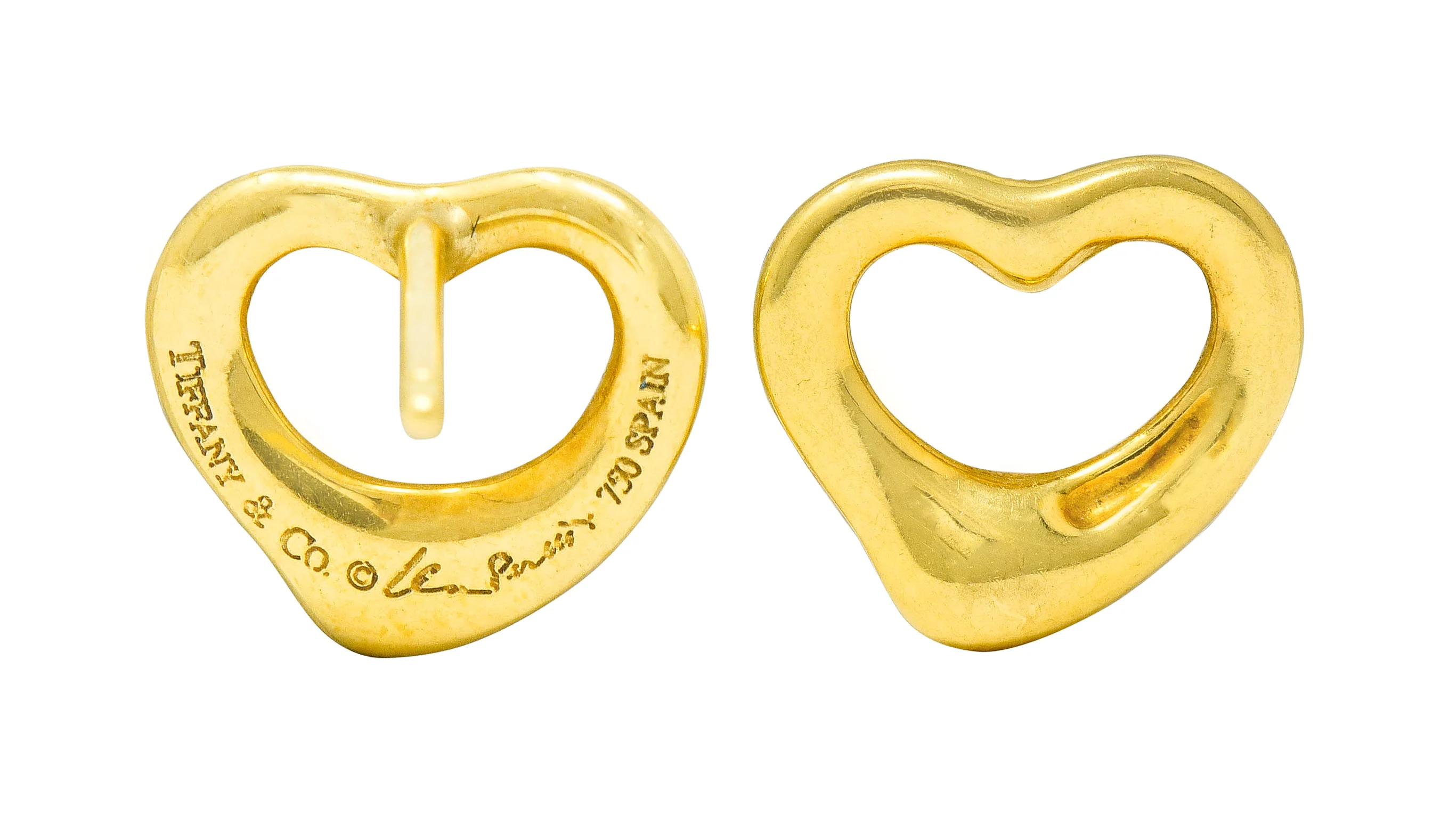 Elsa Peretti Tiffany & Co. 18 Karat Gold Open Heart Stud Earrings - Image 6