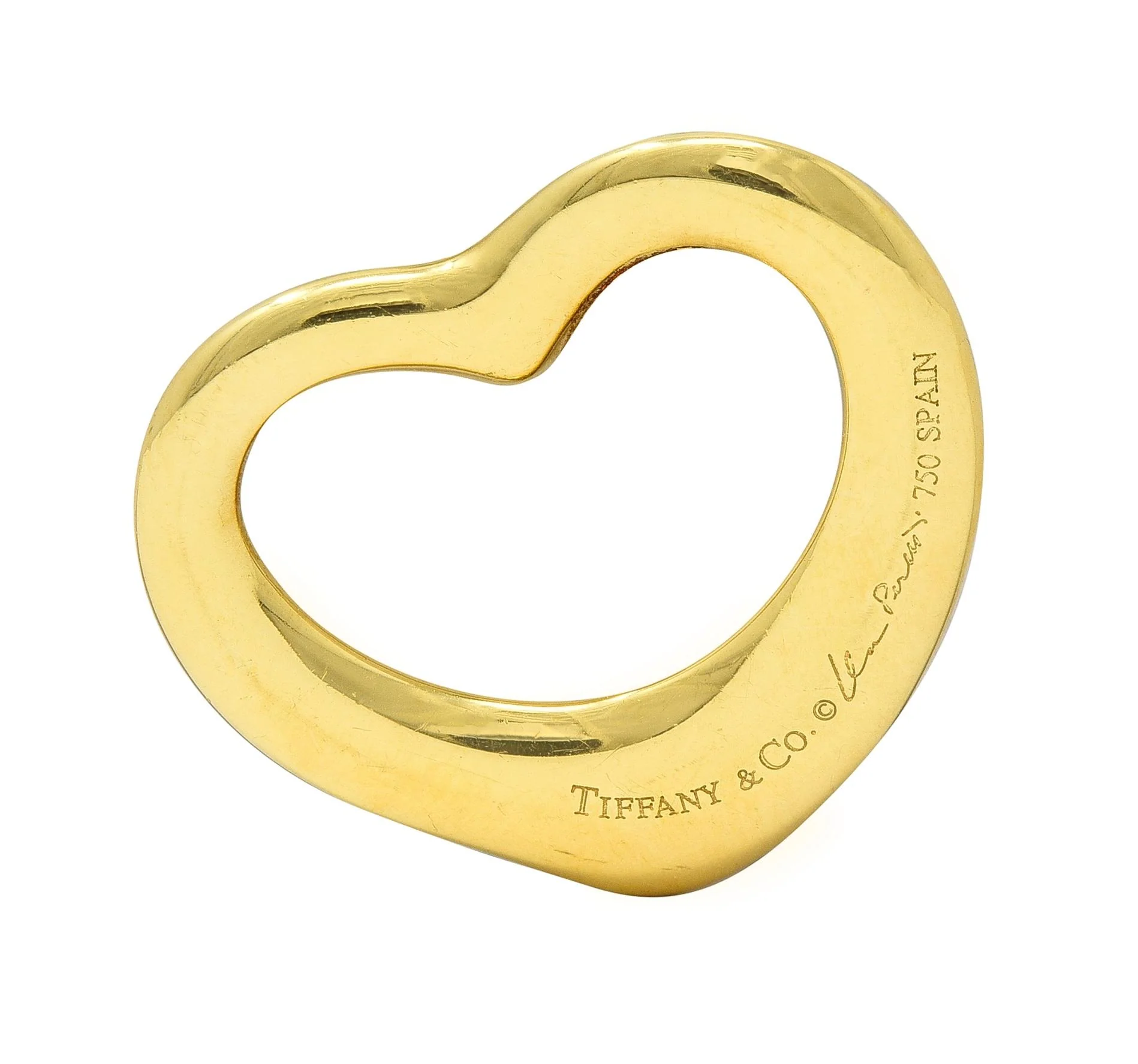 Elsa Peretti Tiffany & Co. 18 Karat Yellow Gold Open Heart Pendant - Image 3