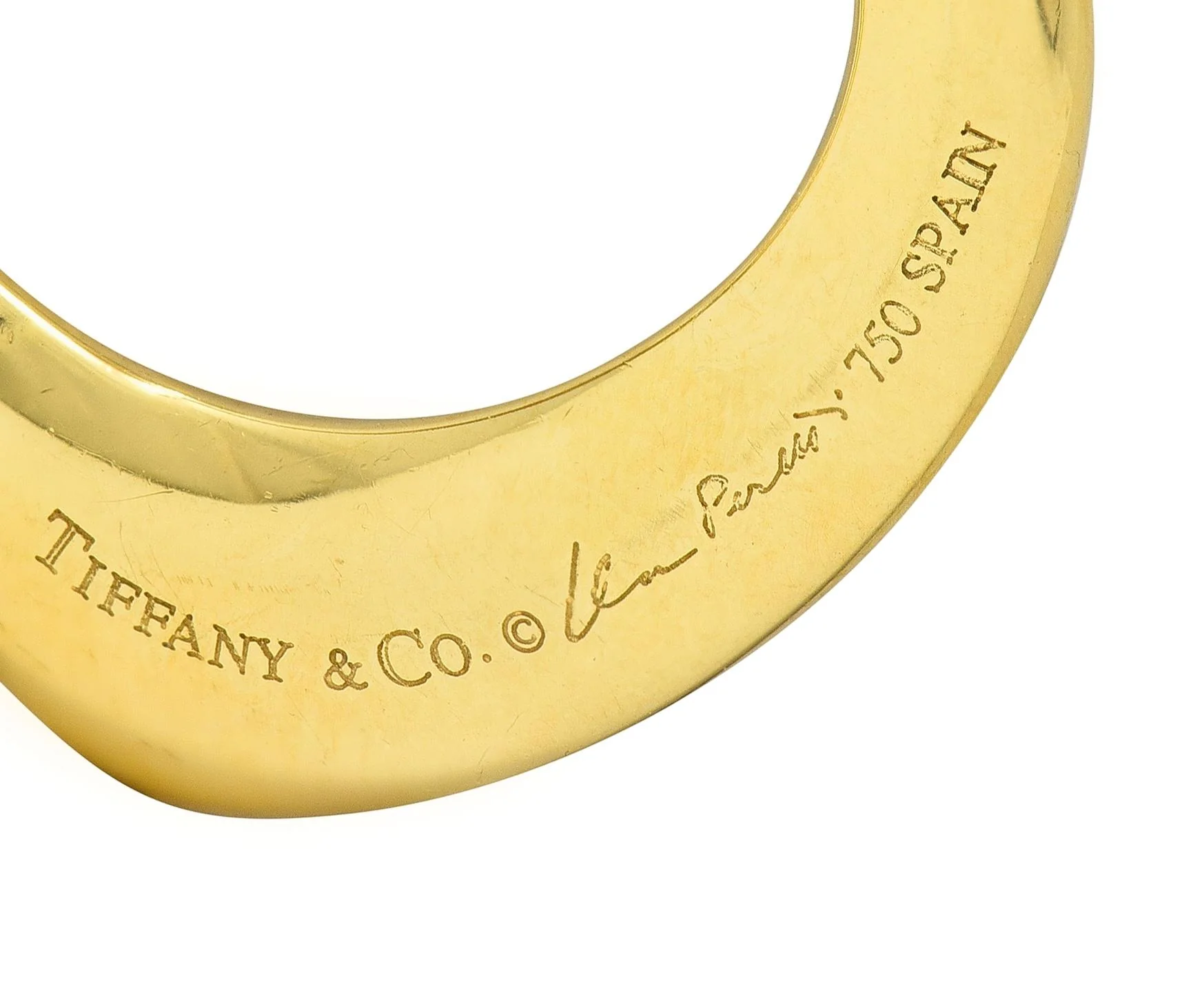Elsa Peretti Tiffany & Co. 18 Karat Yellow Gold Open Heart Pendant - Image 5