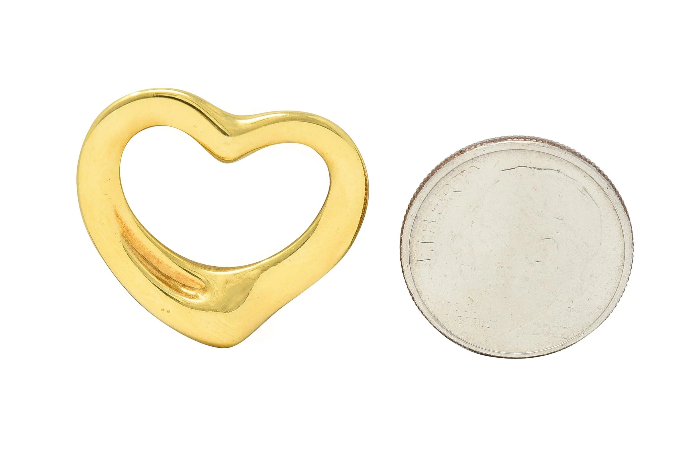 Elsa Peretti Tiffany & Co. 18 Karat Yellow Gold Open Heart Pendant - Image 6
