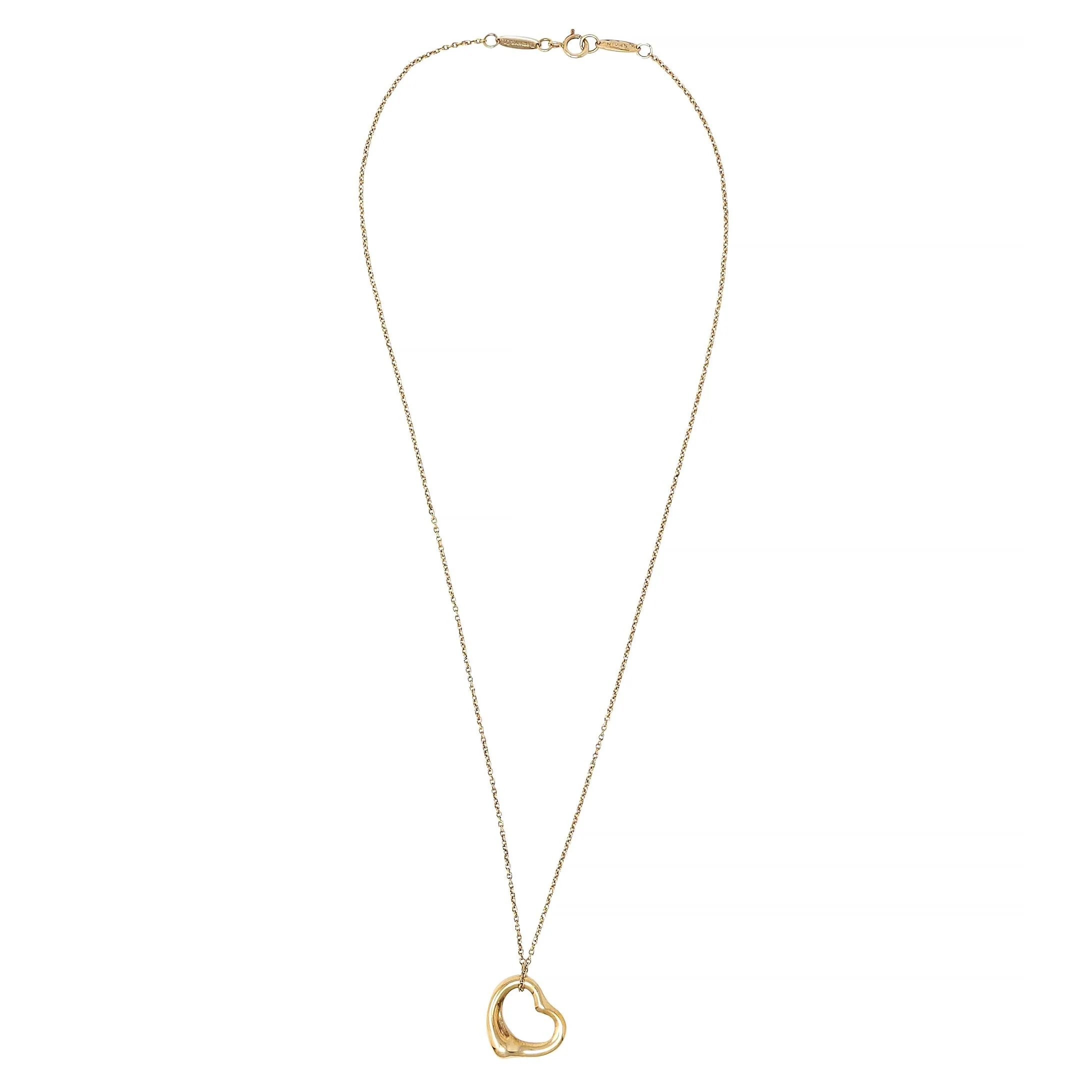 Elsa Peretti Tiffany & Co. 18 Karat Yellow Gold Open Heart Pendant Necklace - Image 3