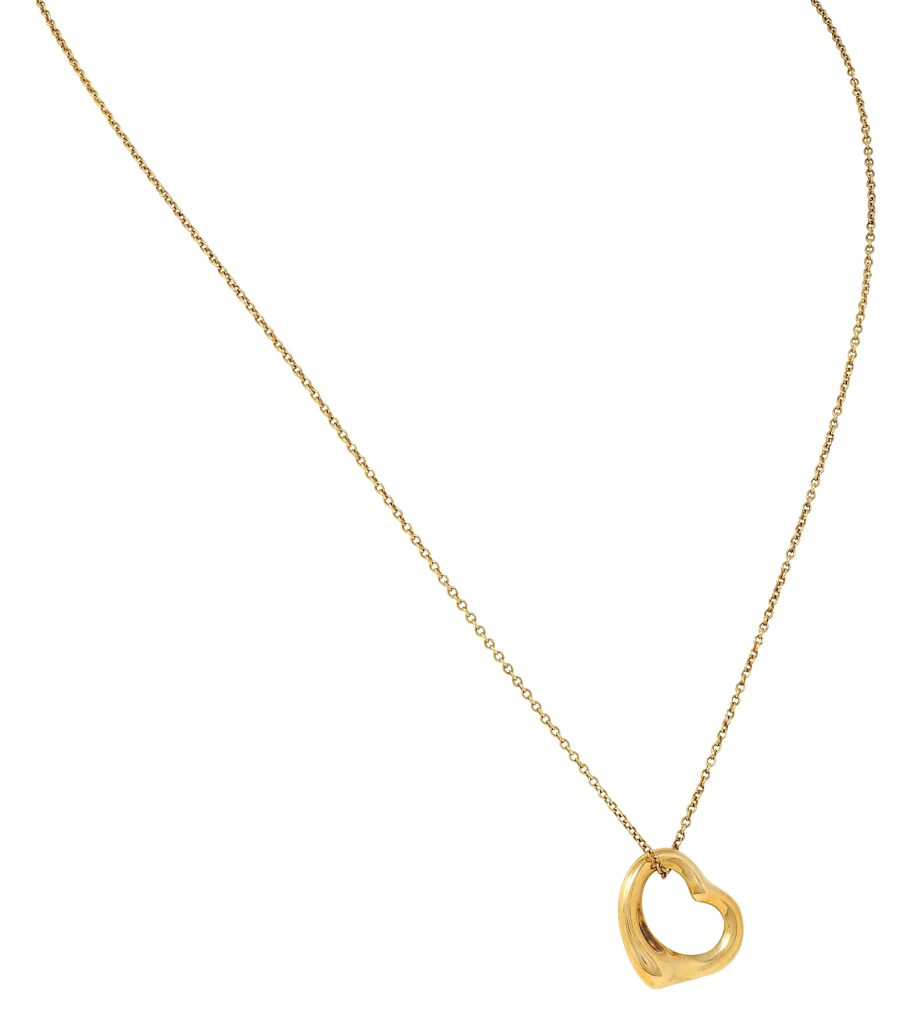 Elsa Peretti Tiffany & Co. 18 Karat Yellow Gold Open Heart Pendant Necklace - Image 4