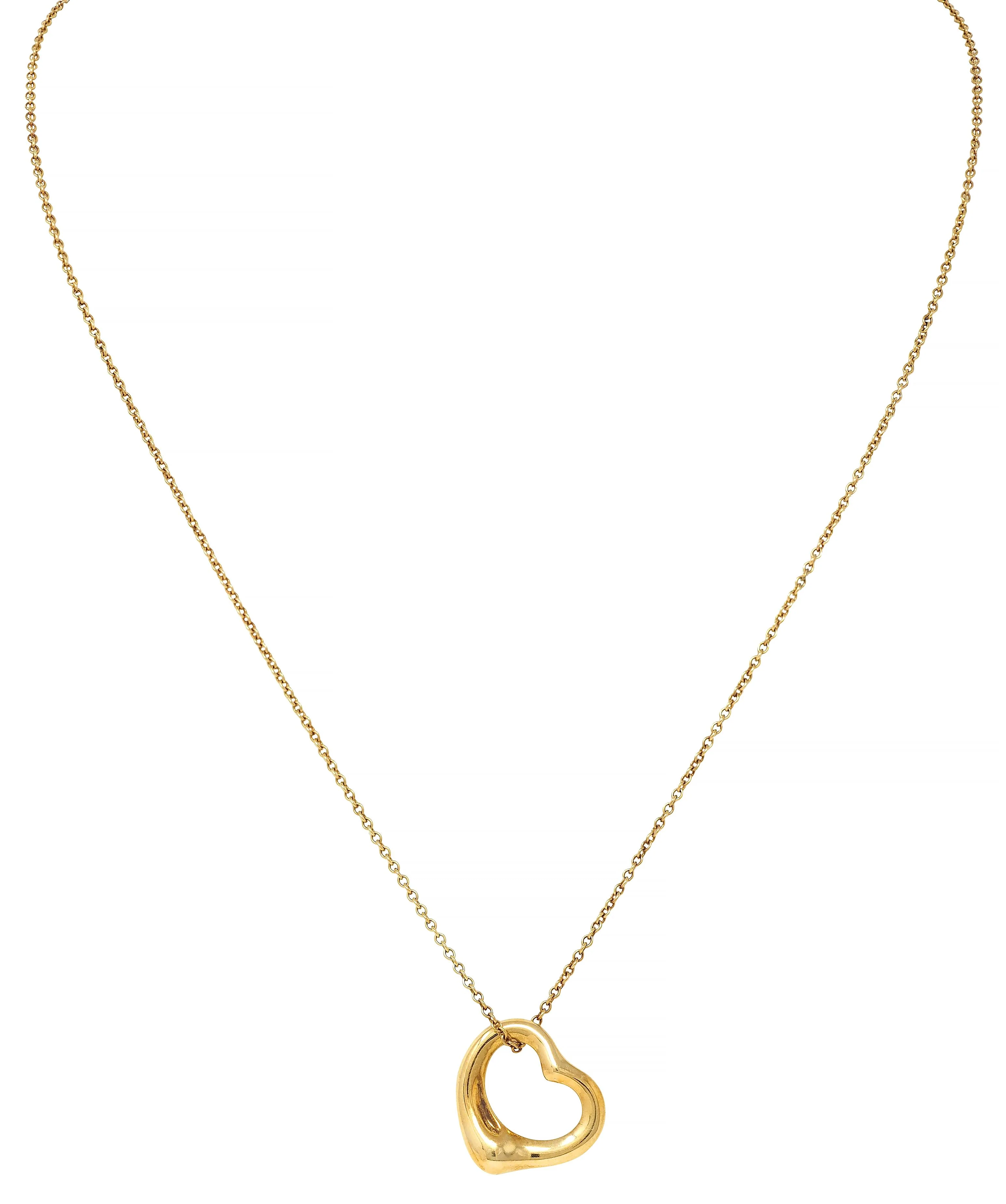Elsa Peretti Tiffany & Co. 18 Karat Yellow Gold Open Heart Pendant Necklace - Image 6