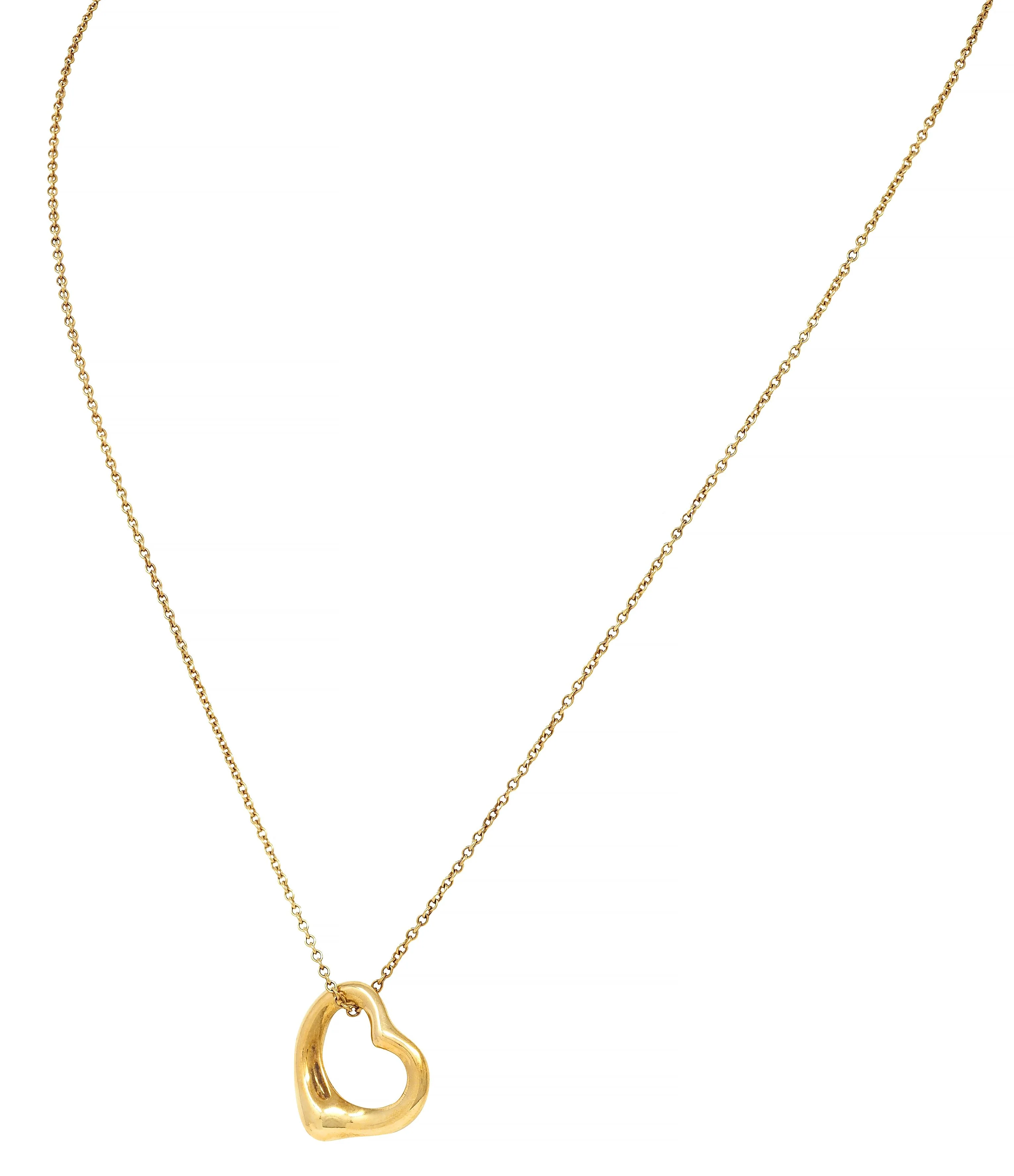 Elsa Peretti Tiffany & Co. 18 Karat Yellow Gold Open Heart Pendant Necklace - Image 7
