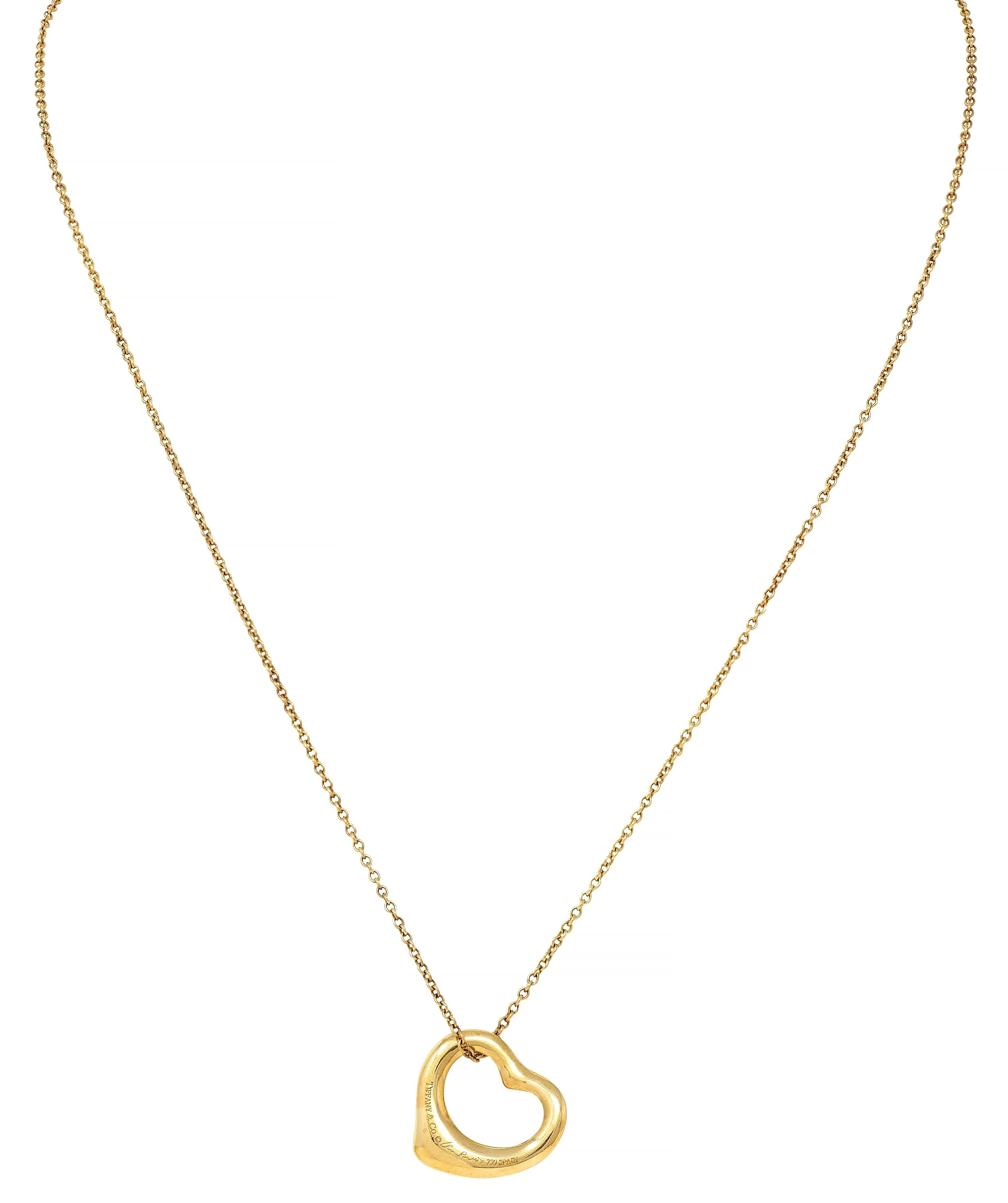 Elsa Peretti Tiffany & Co. 18 Karat Yellow Gold Open Heart Pendant Necklace - Image 8