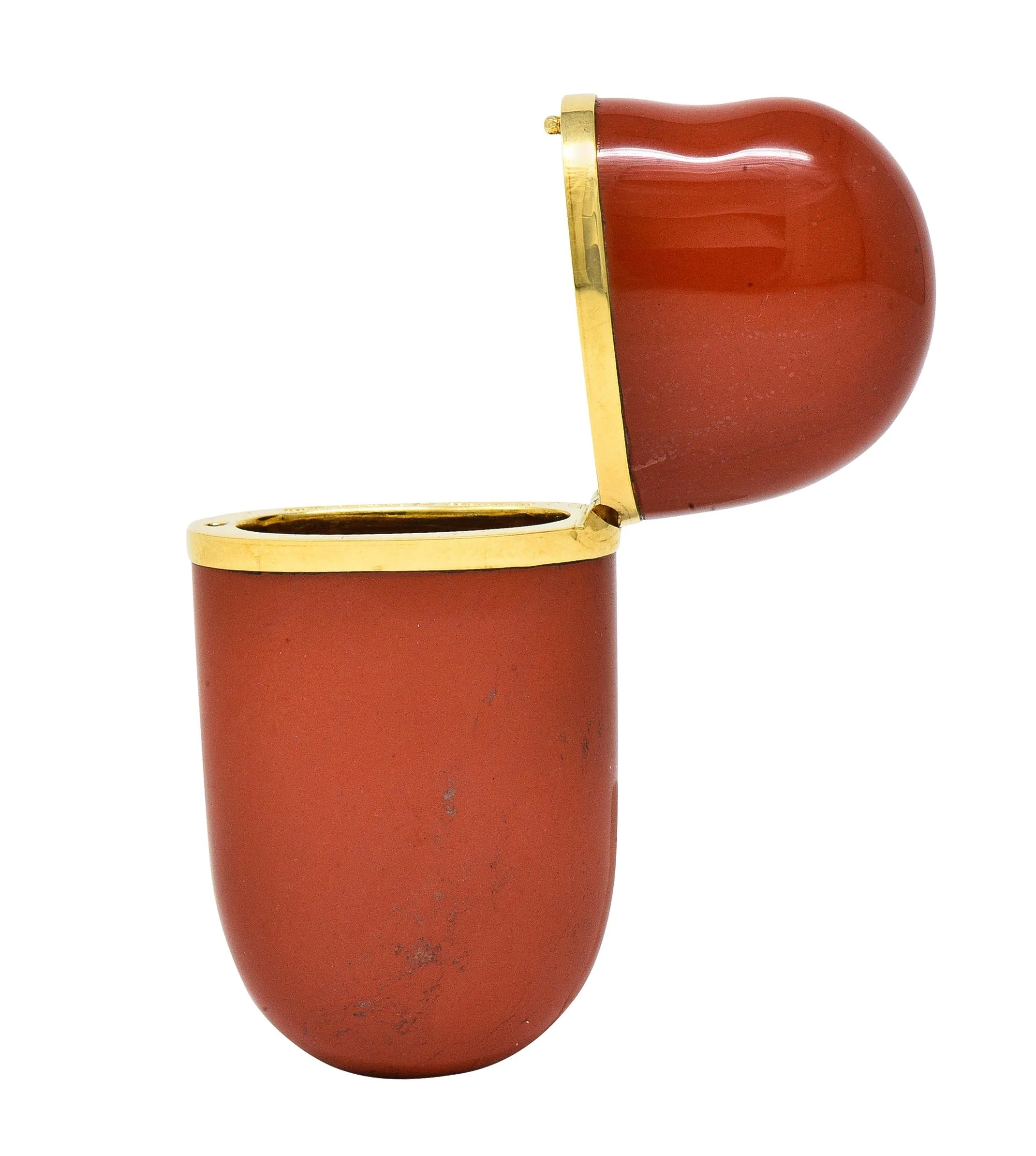 Elsa Peretti Tiffany & Co. 1980's Jasper 18 Karat Gold Vintage Bean Pill Box Lighter Case - Image 6