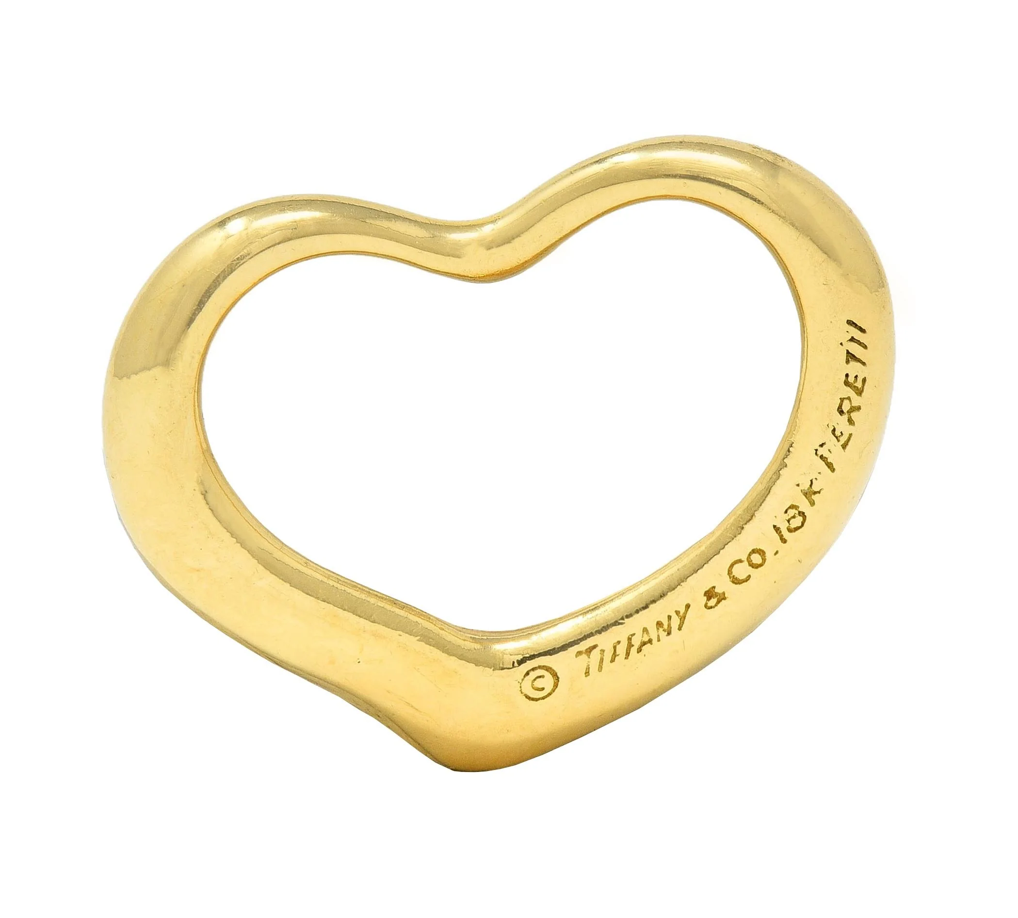 Elsa Peretti Tiffany & Co. 1990 18 Karat Yellow Gold Vintage Open Heart Pendant - Image 3