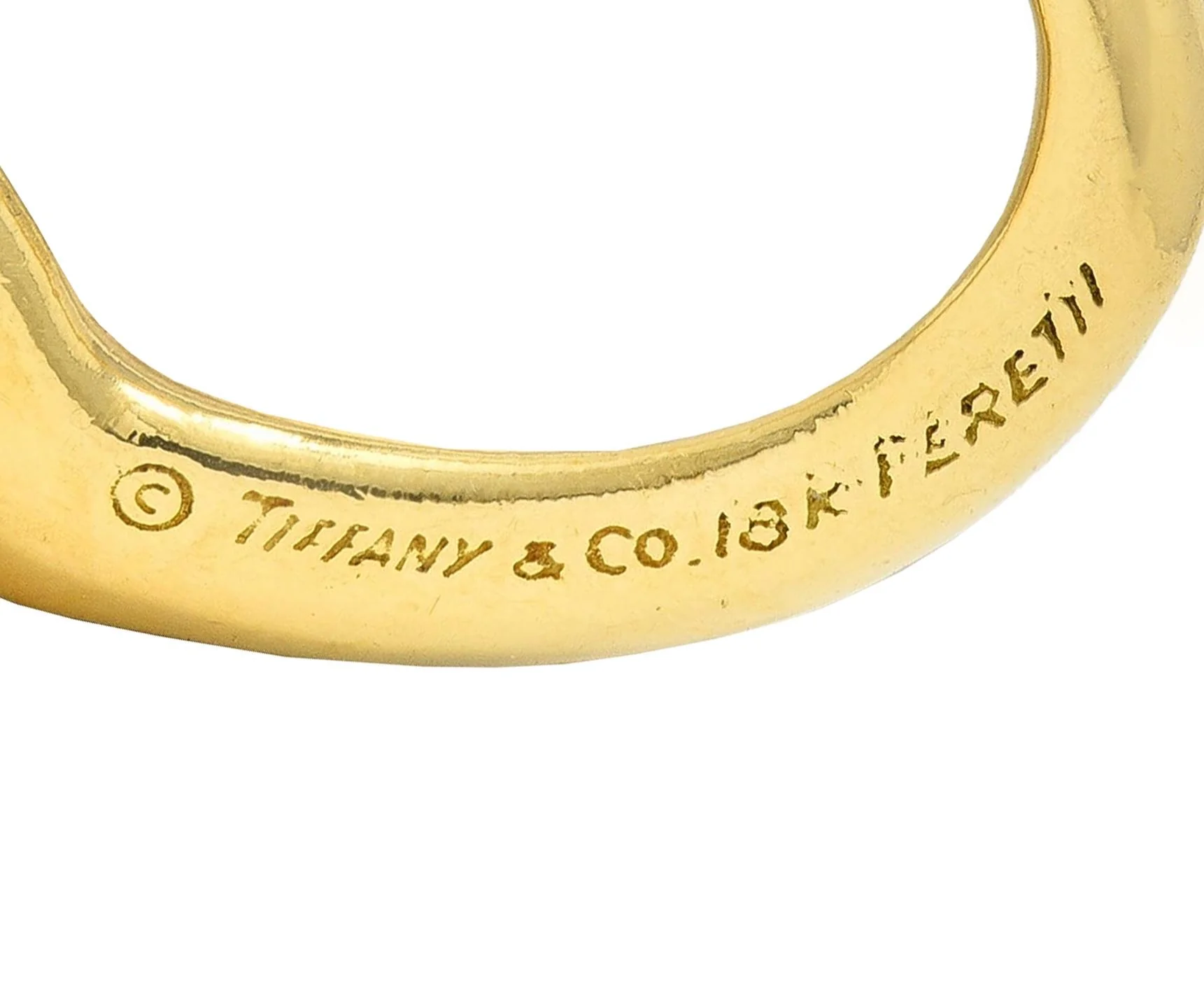 Elsa Peretti Tiffany & Co. 1990 18 Karat Yellow Gold Vintage Open Heart Pendant - Image 4