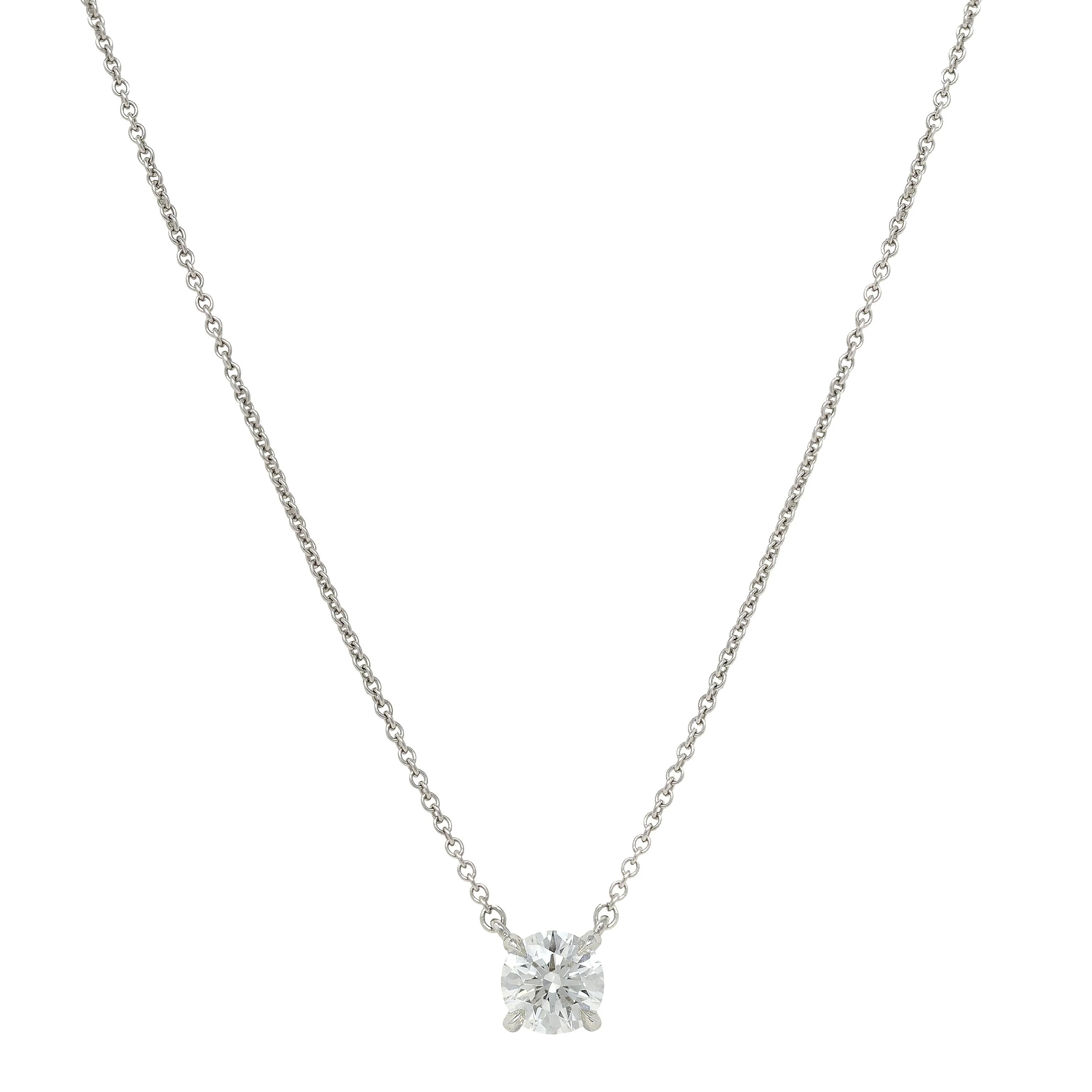 Elsa Peretti Tiffany & Co. 1990's 0.96 CTW Diamond Platinum Vintage Solitaire Station Necklace
