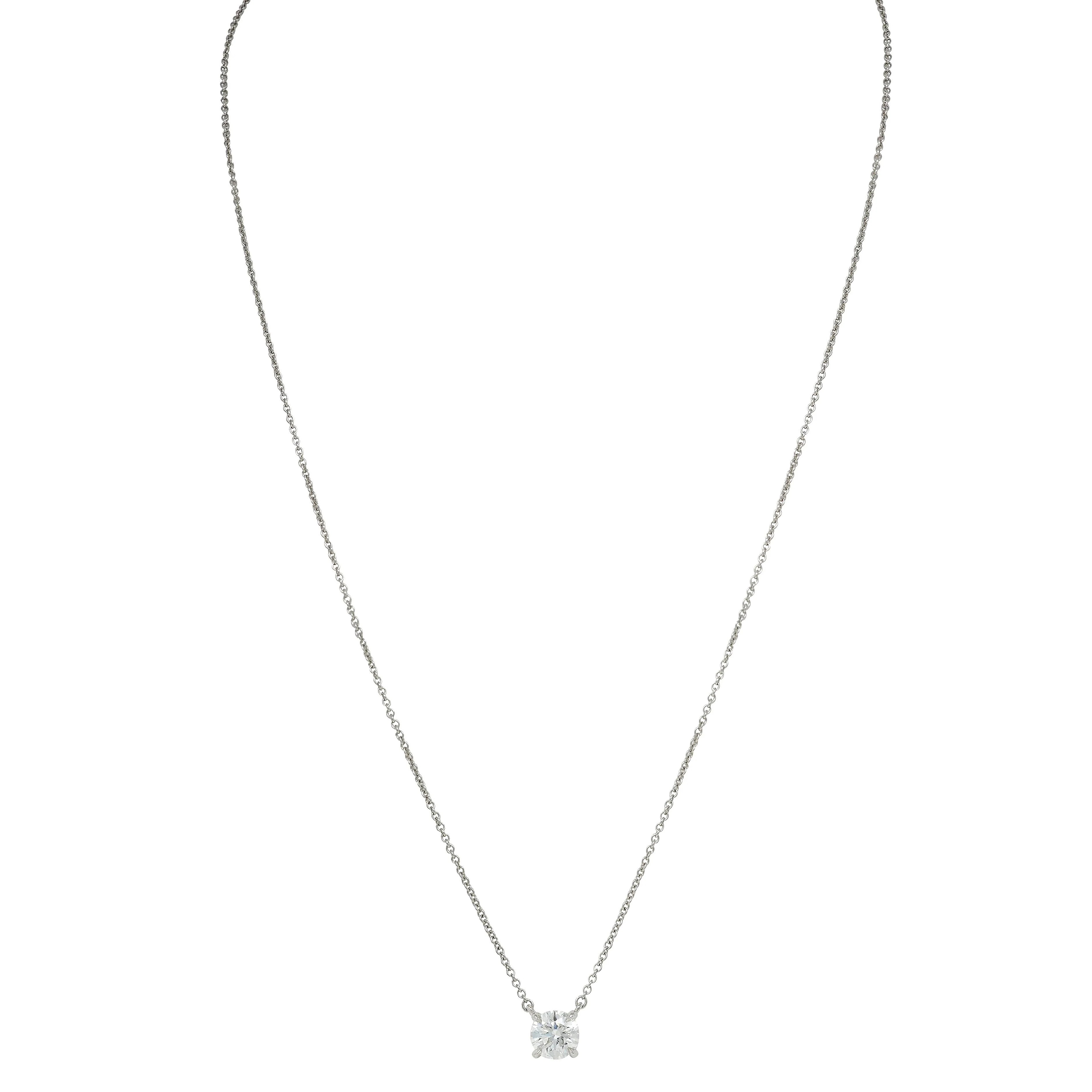 Elsa Peretti Tiffany & Co. 1990's 0.96 CTW Diamond Platinum Vintage Solitaire Station Necklace - Image 4