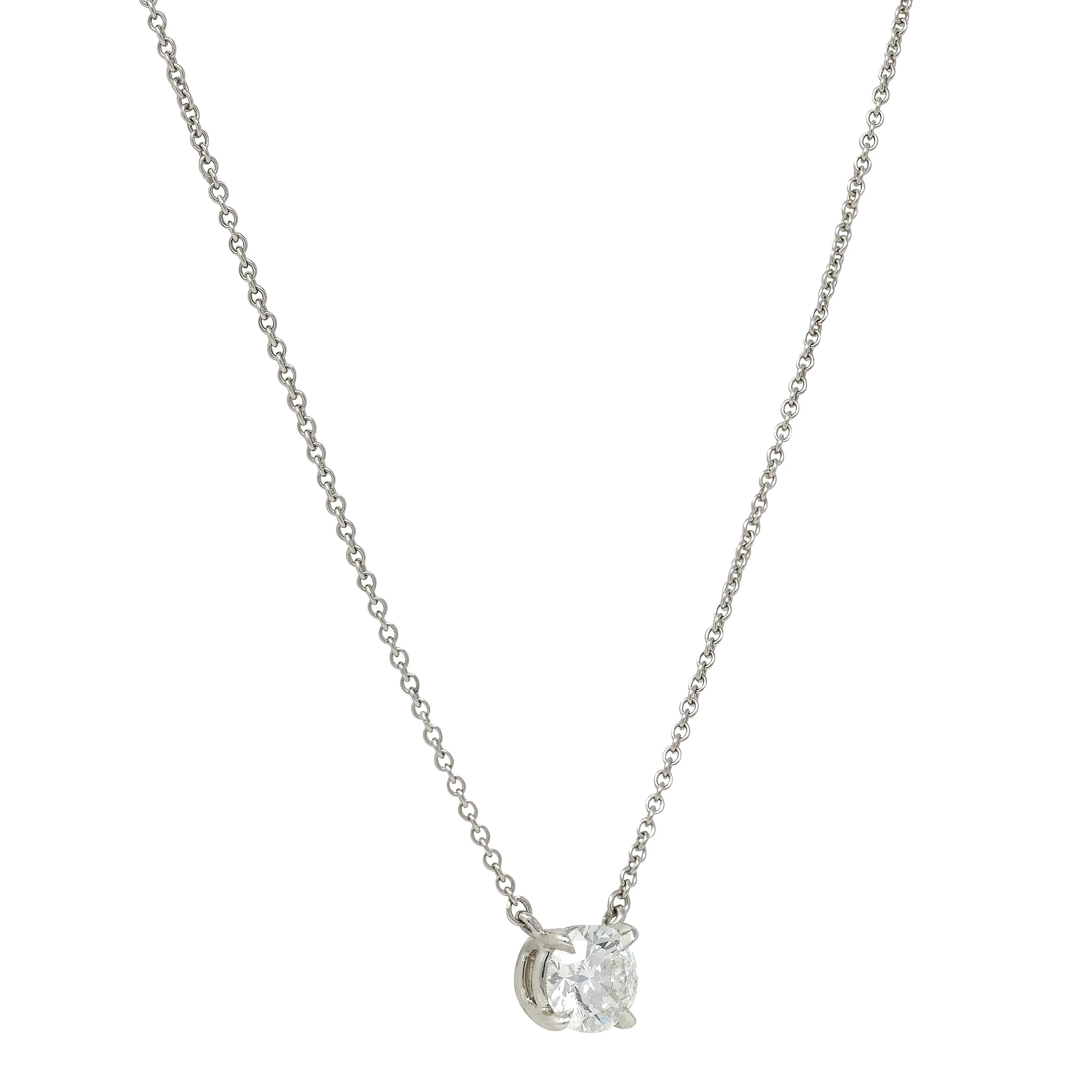 Elsa Peretti Tiffany & Co. 1990's 0.96 CTW Diamond Platinum Vintage Solitaire Station Necklace - Image 5