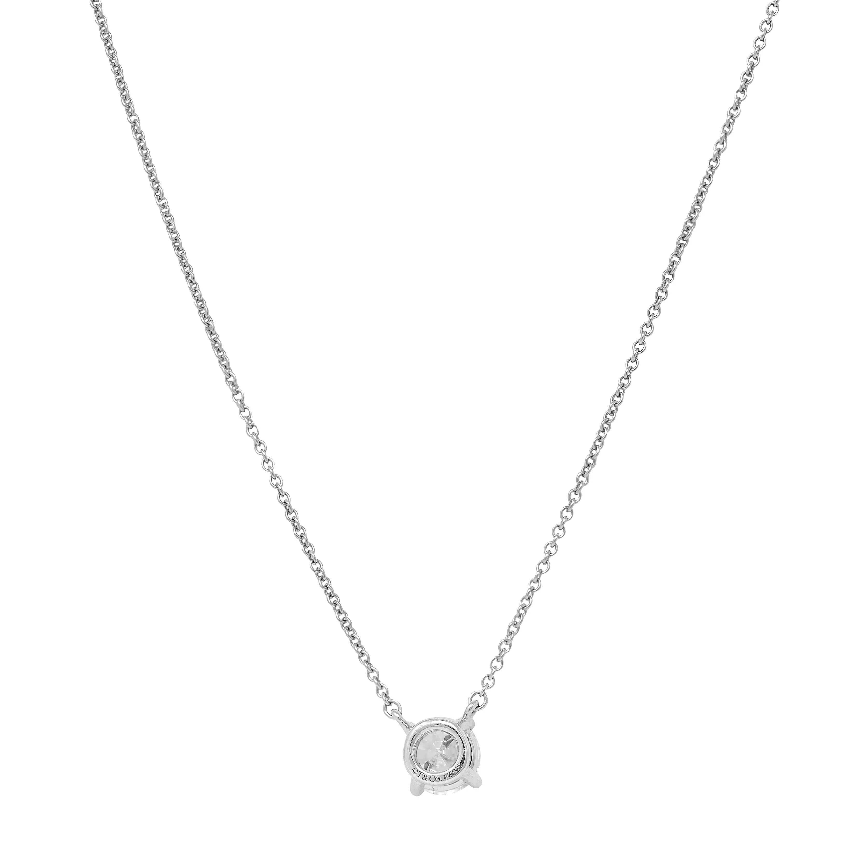 Elsa Peretti Tiffany & Co. 1990's 0.96 CTW Diamond Platinum Vintage Solitaire Station Necklace - Image 6